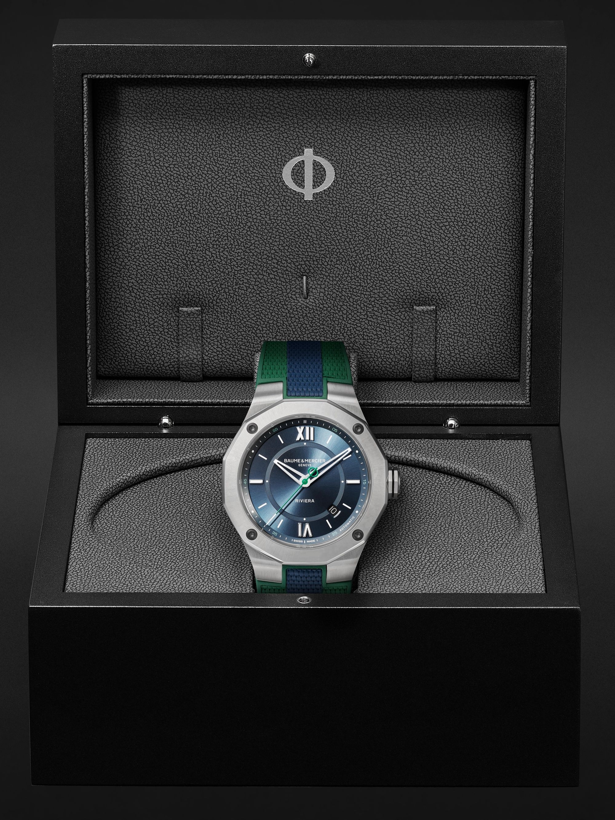 BAUME & MERCIER Riviera Date Automatic 42mm Stainless Steel and Webbing-Panelled Rubber  Watch, Ref. No. M0A10688