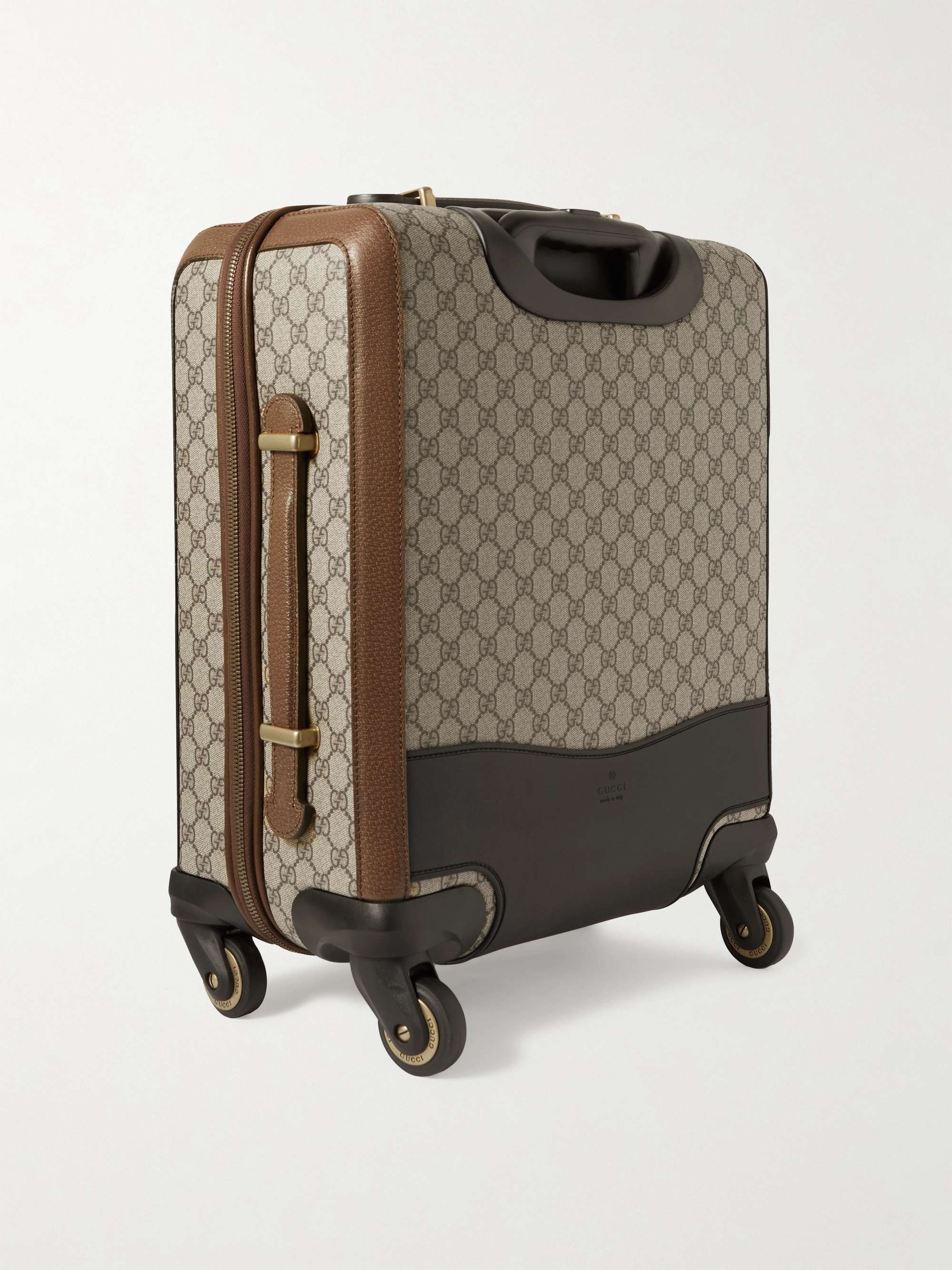GUCCI Savoy Leather-Trimmed Printed Coated-Canvas Suitcase