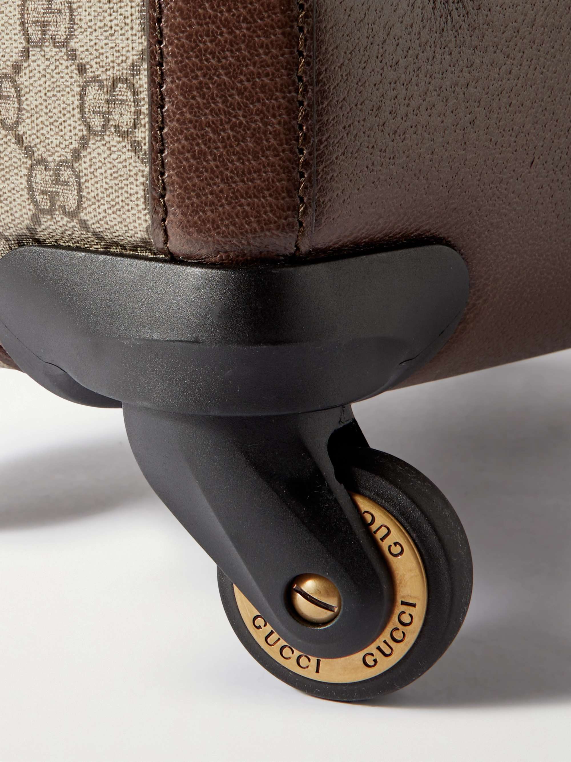 GUCCI Savoy Leather-Trimmed Printed Coated-Canvas Suitcase
