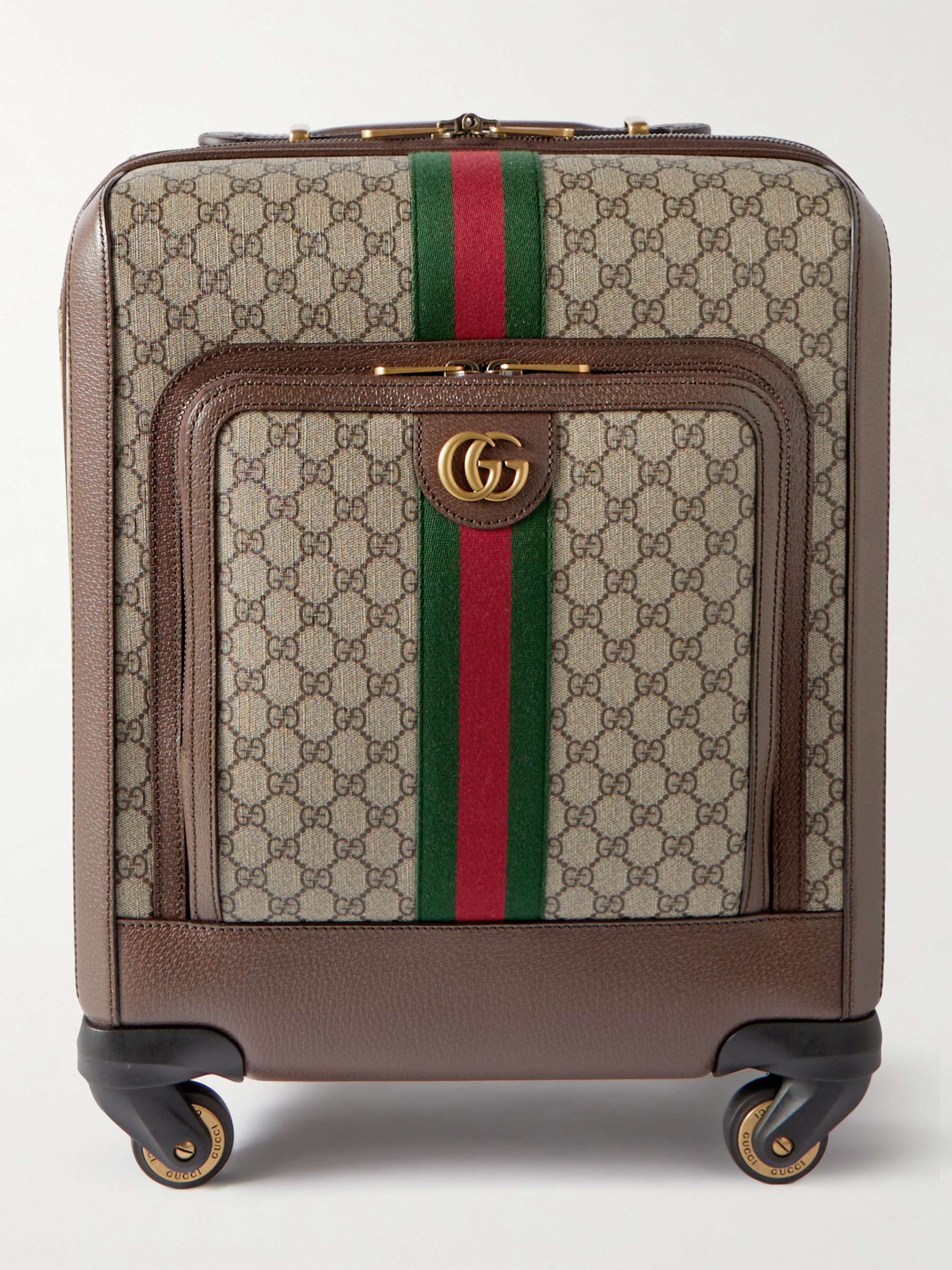 GUCCI Savoy Leather-Trimmed Printed Coated-Canvas Suitcase