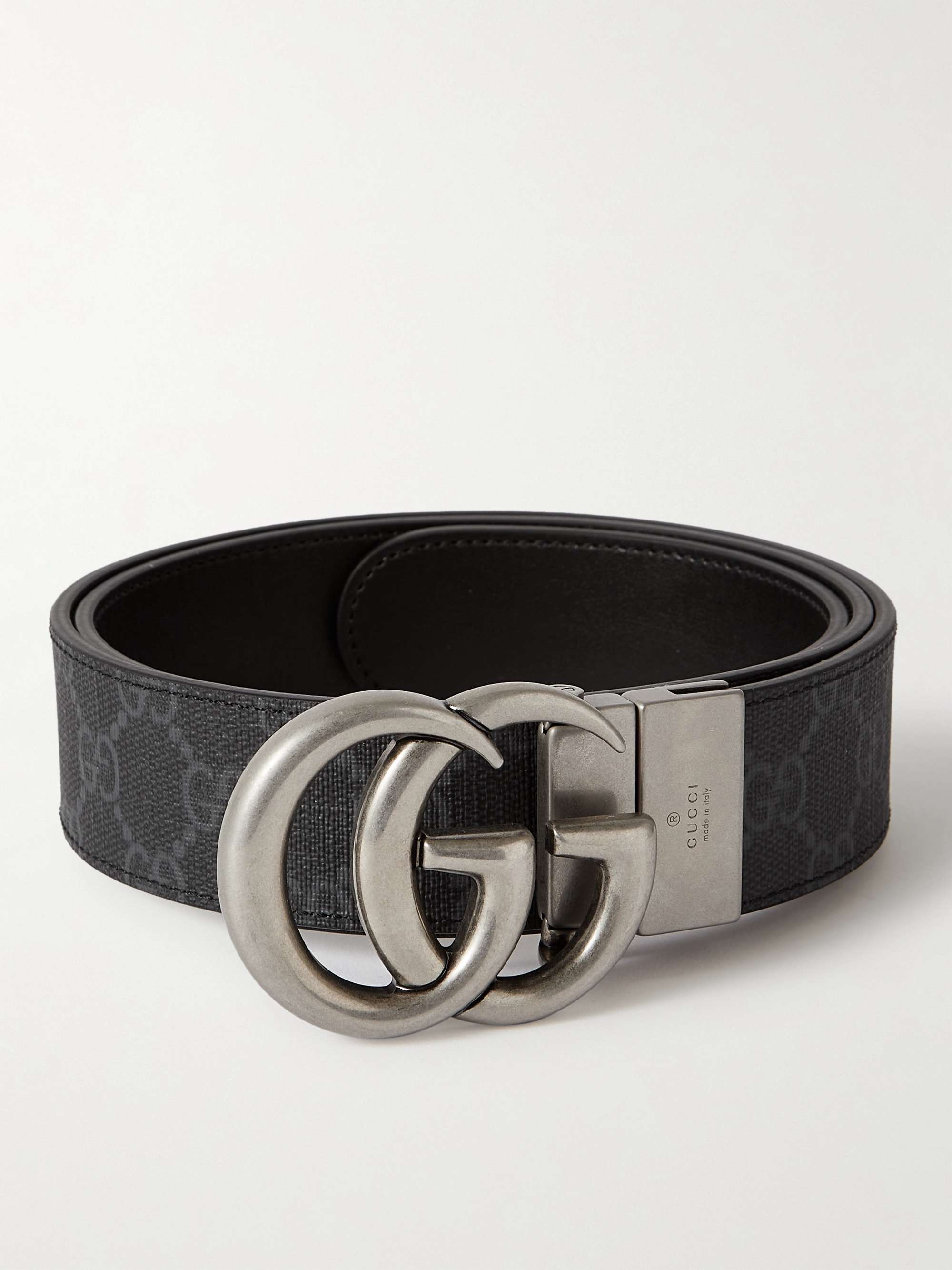 GUCCI 3cm Marmont Reversible Monogrammed Supreme Coated-Canvas Belt for Men