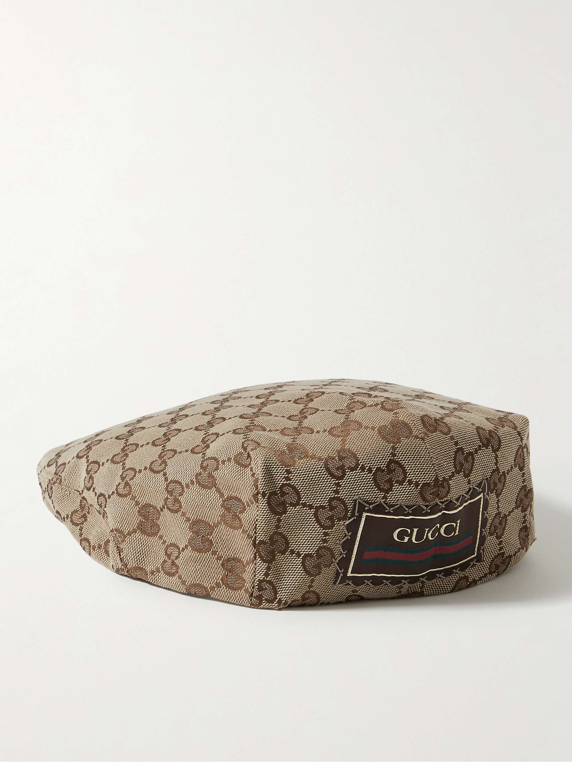 GUCCI Logo-Appliquéd Monogrammed Canvas Flat Cap