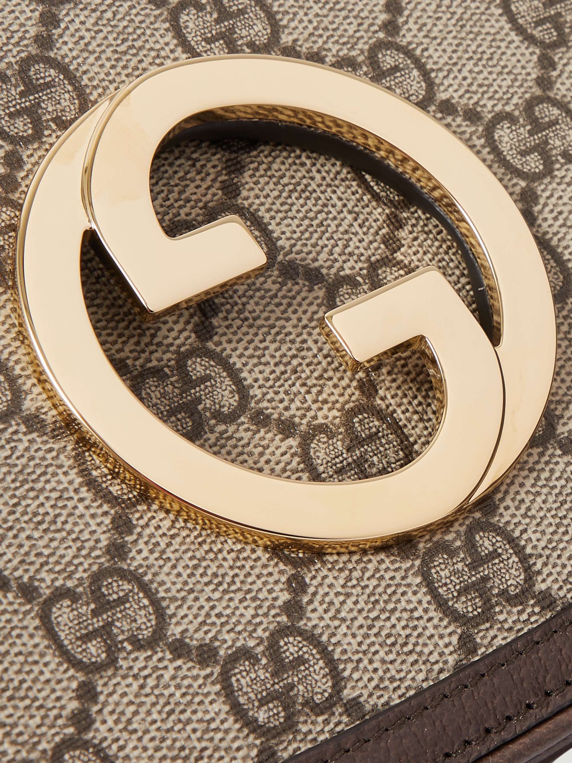 GUCCI Leather-Trimmed Monogrammed Coated-Canvas Belt Bag