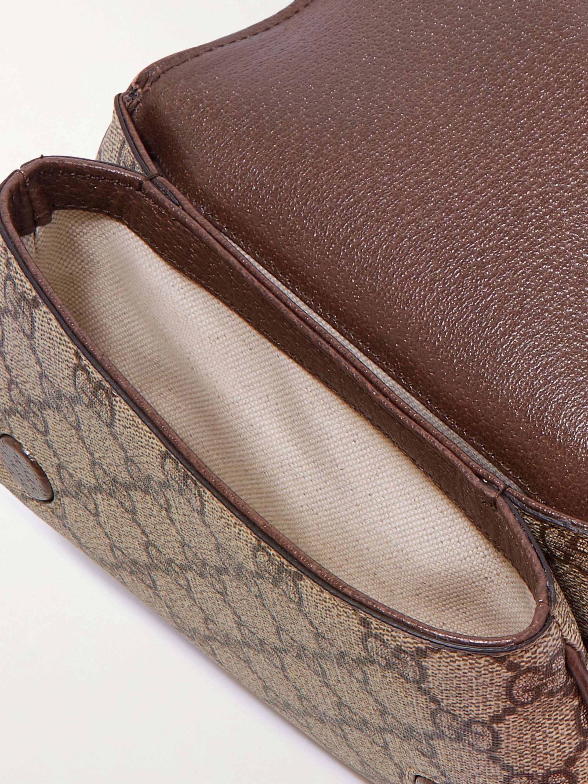 GUCCI Leather-Trimmed Monogrammed Coated-Canvas Belt Bag