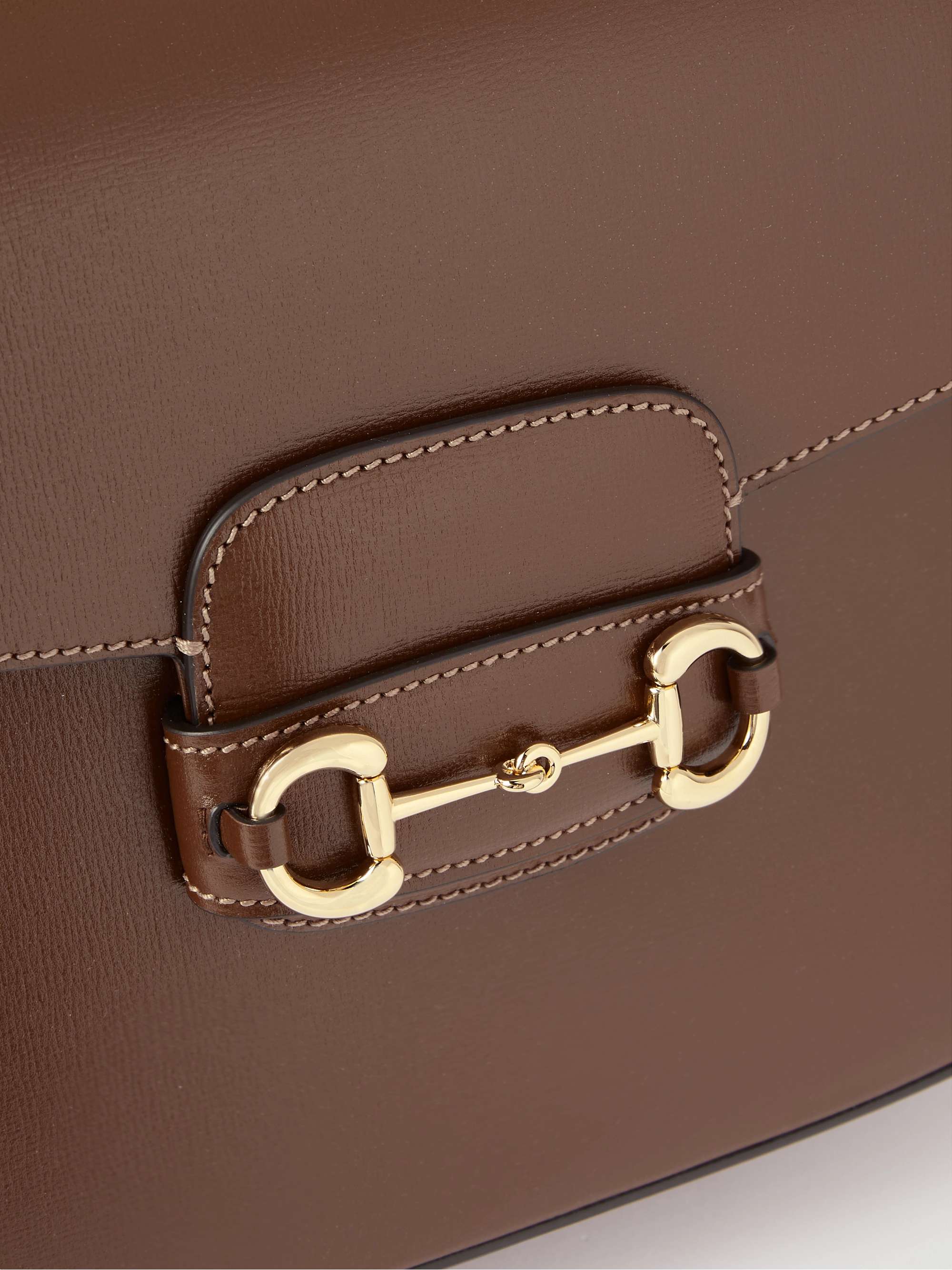 GUCCI Horsebit-Detailed Cross-Grain Leather Messenger Bag