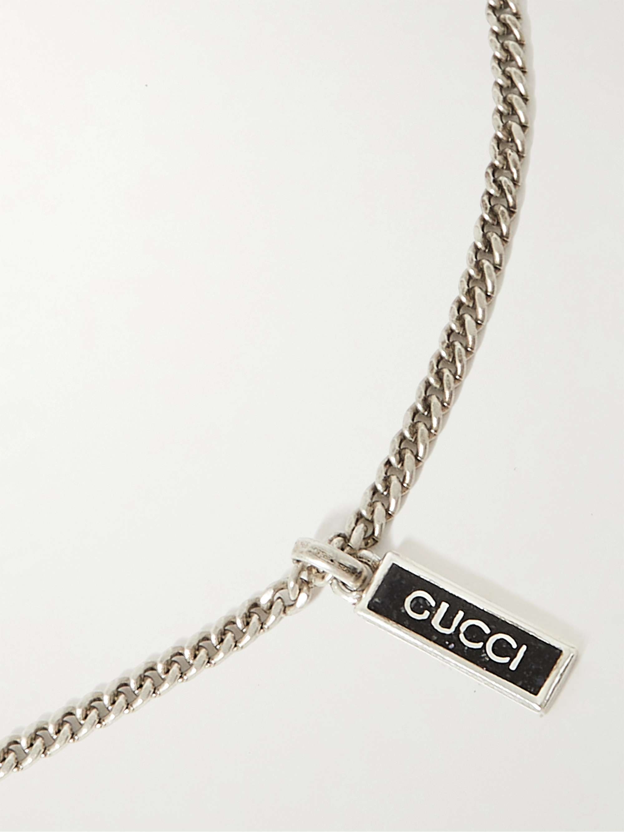 Gucci - Men - Sterling Silver and Enamel Pendant Necklace Silver