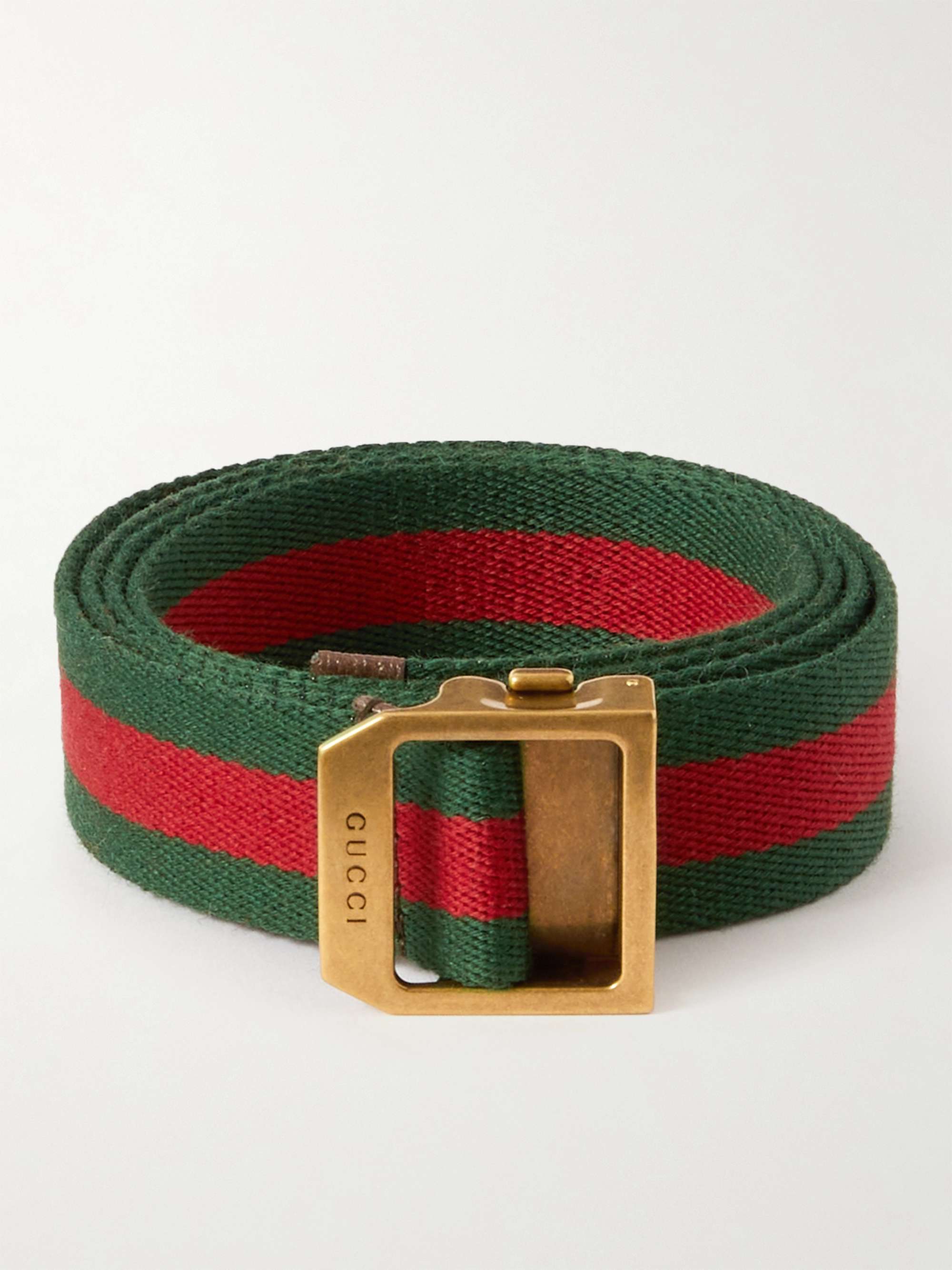 GUCCI 3cm Striped Webbing Belt