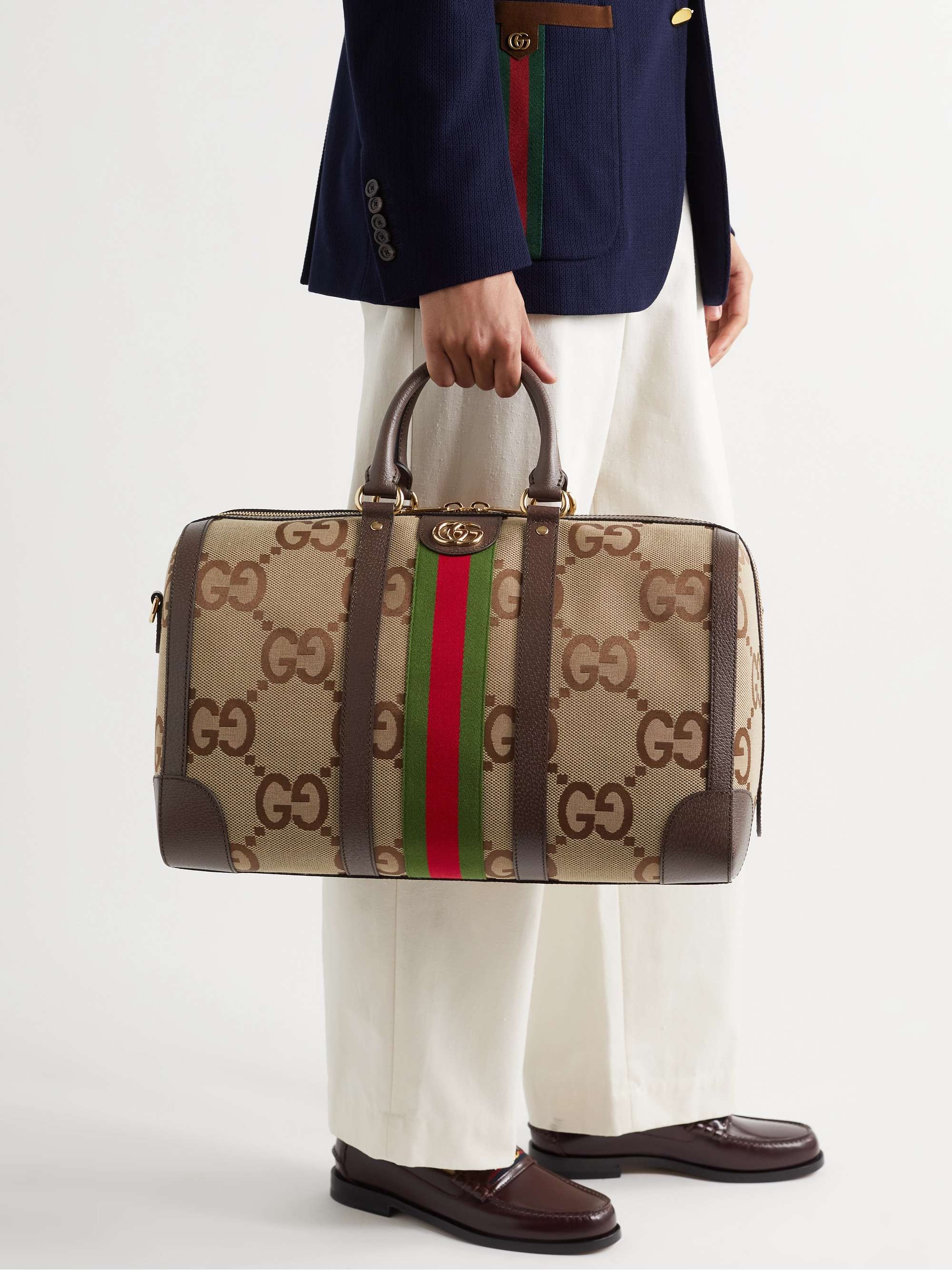 Webbing-Trimmed Monogrammed Duffle Bag for Men | MR PORTER