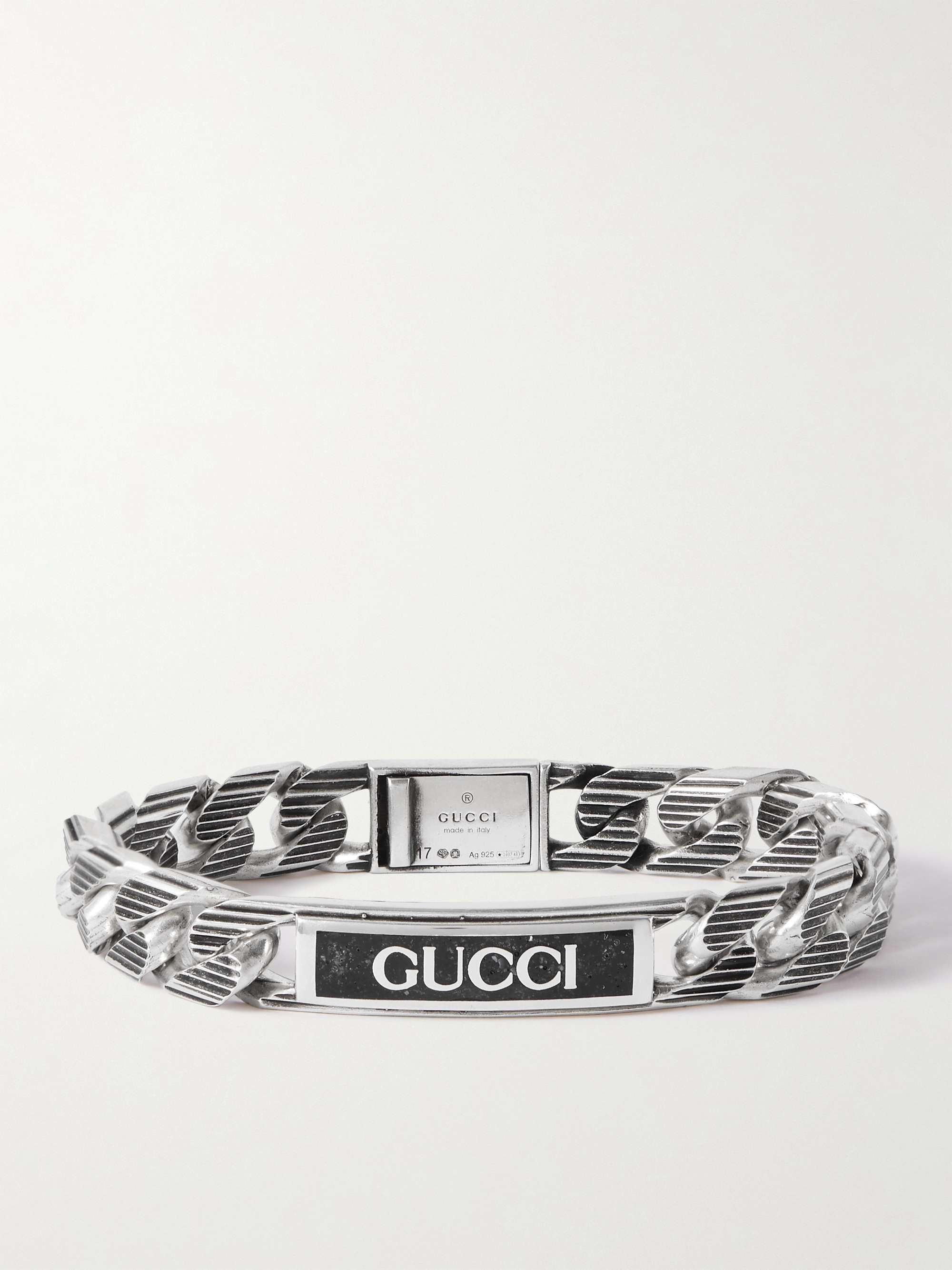 GUCCI Sterling Silver and Enamel Ring for Men