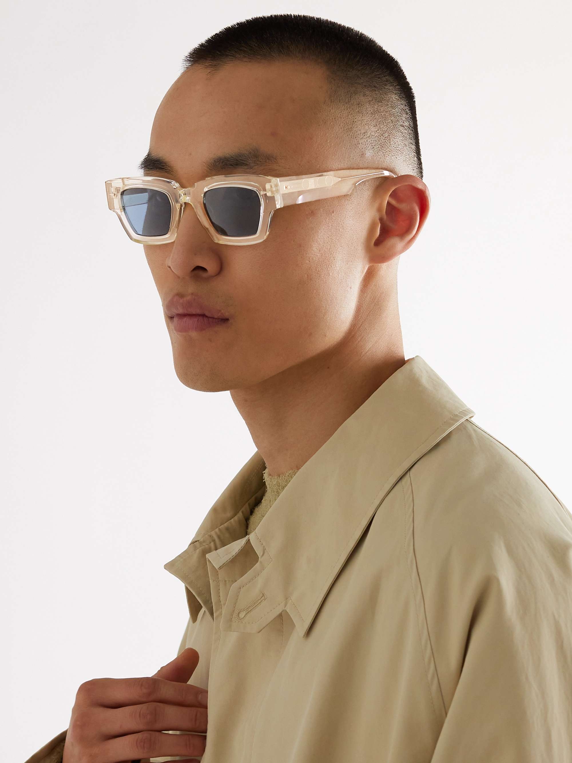 Rectangular-frame acetate sunglasses