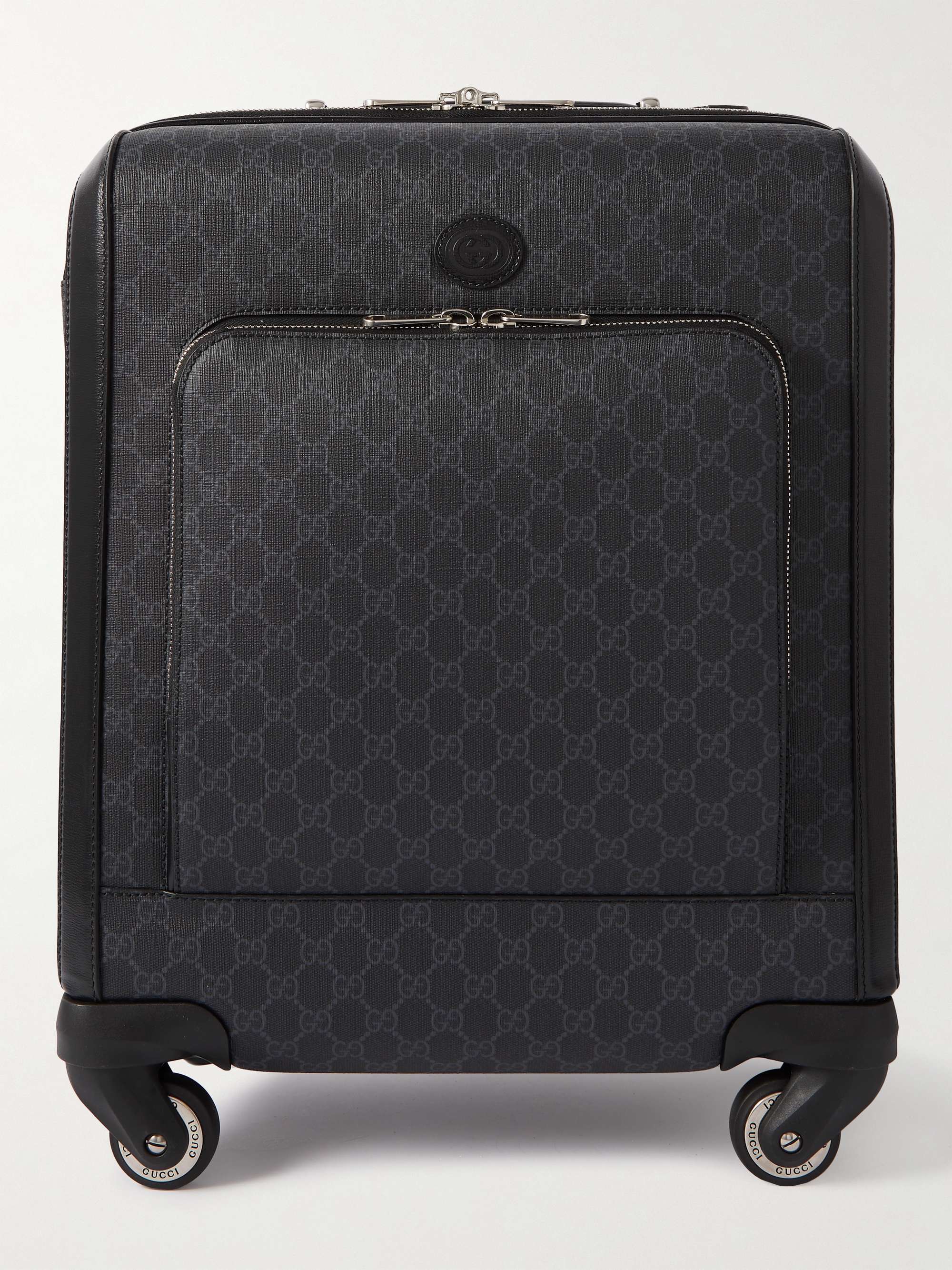 GUCCI Leather-Trimmed Monogrammed Canvas Carry-On Suitcase for Men