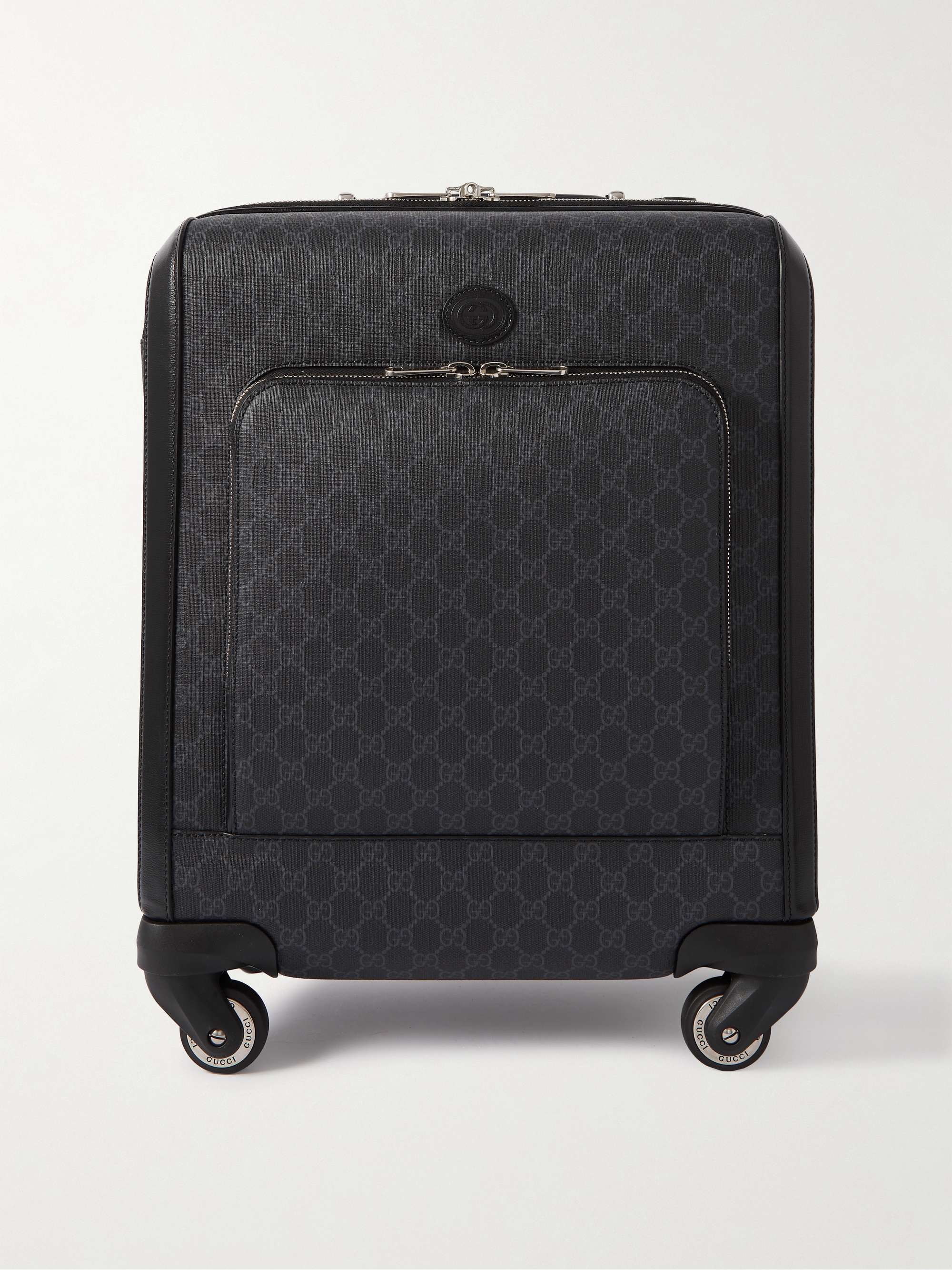 GUCCI Leather-Trimmed Monogrammed Canvas Carry-On Suitcase for Men