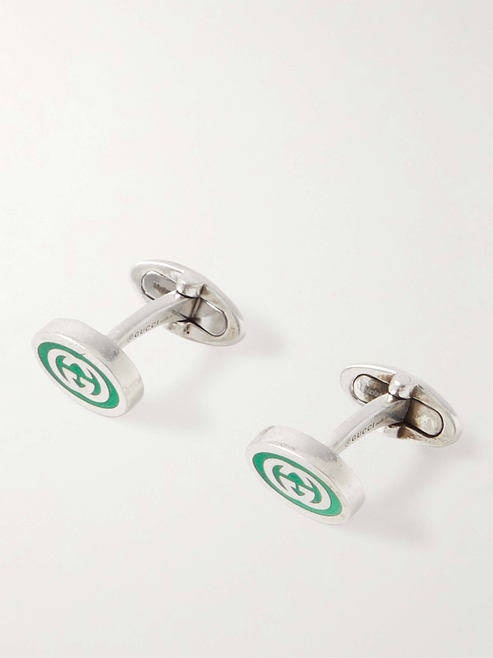 GUCCI Sterling Silver and Enamel Cufflinks