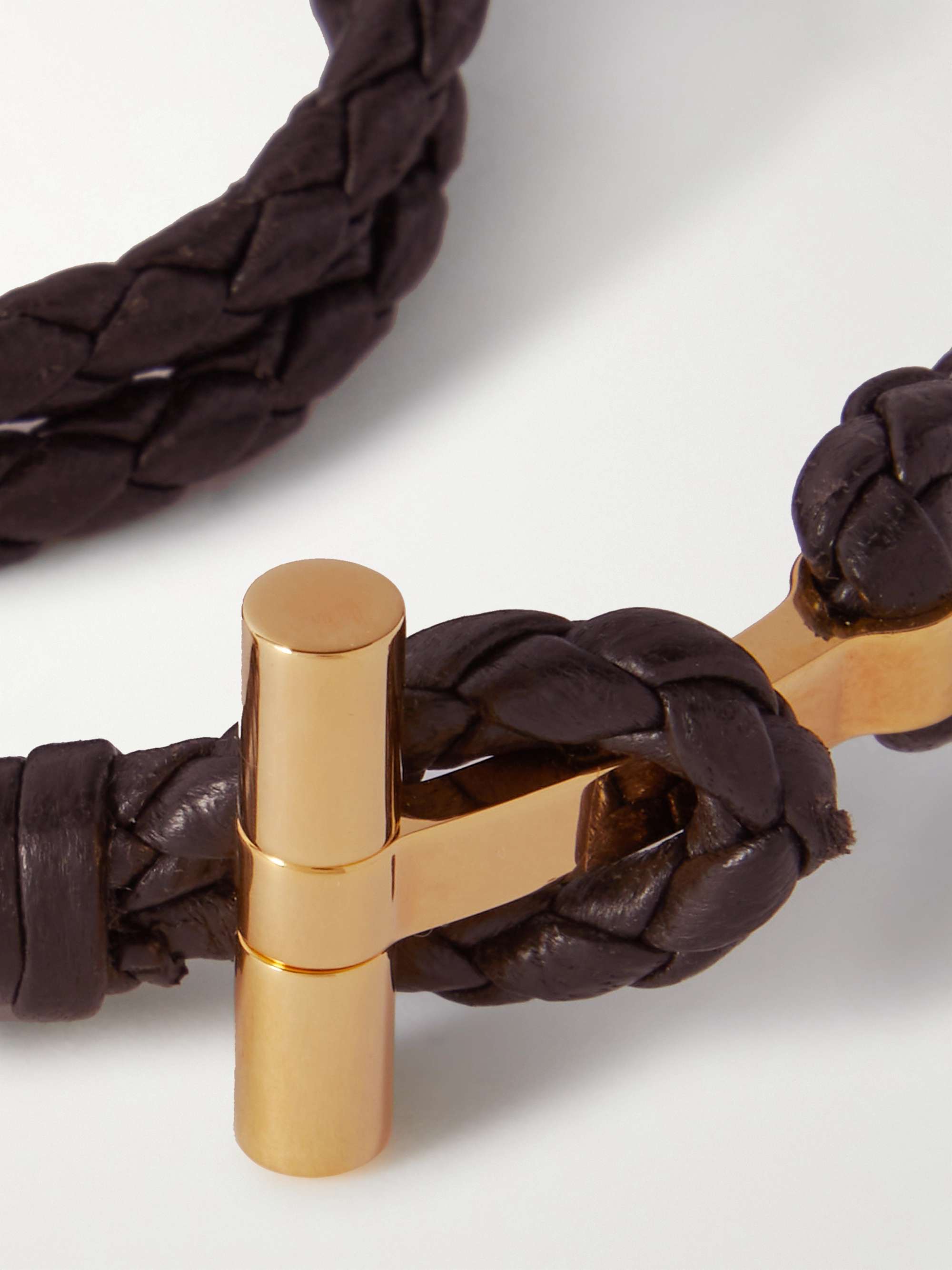 TOM FORD Woven Leather and Gold-Plated Wrap Bracelet | MR PORTER