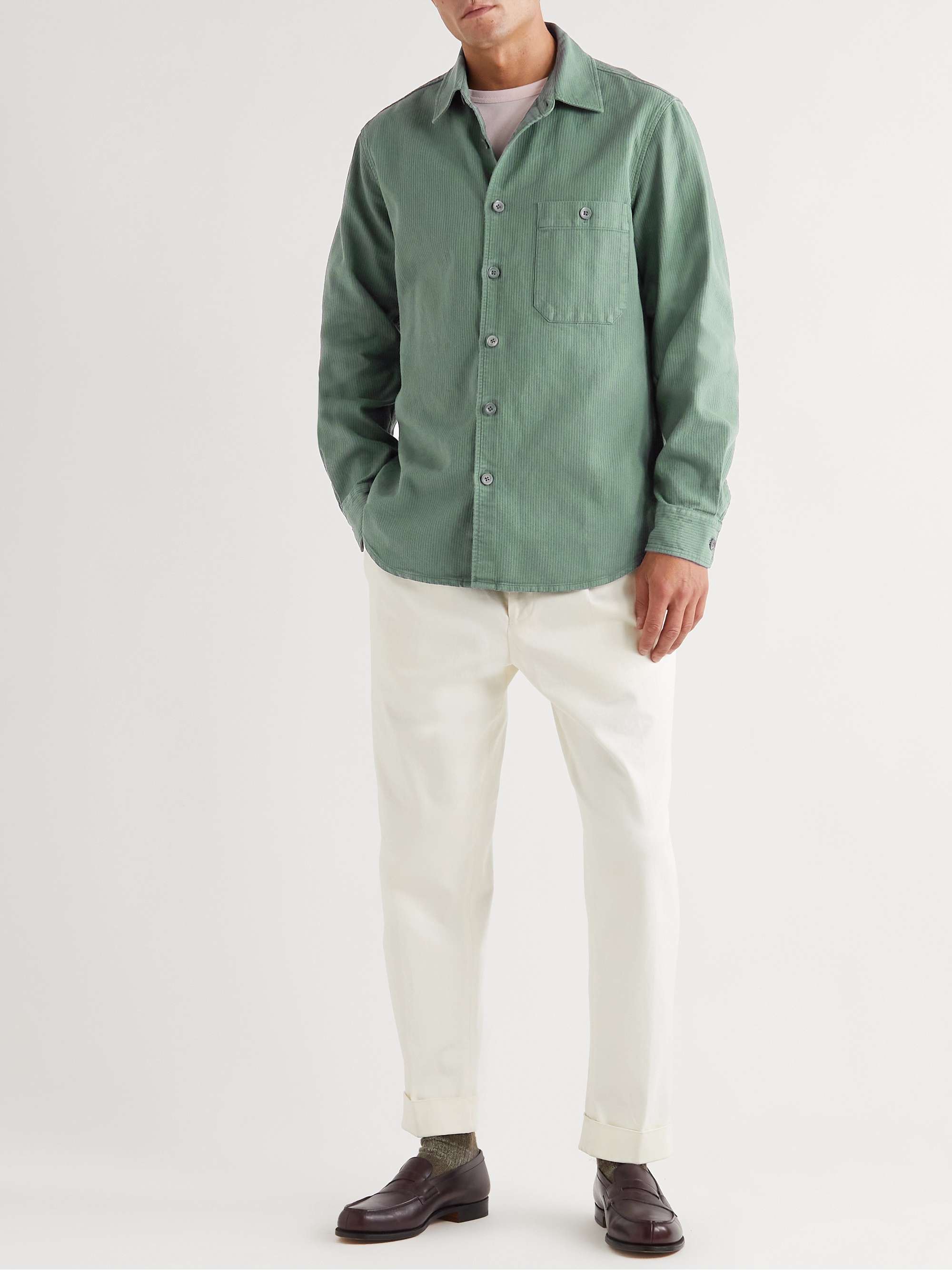 MR P. Garment-Dyed Ribbed Cotton Shirt