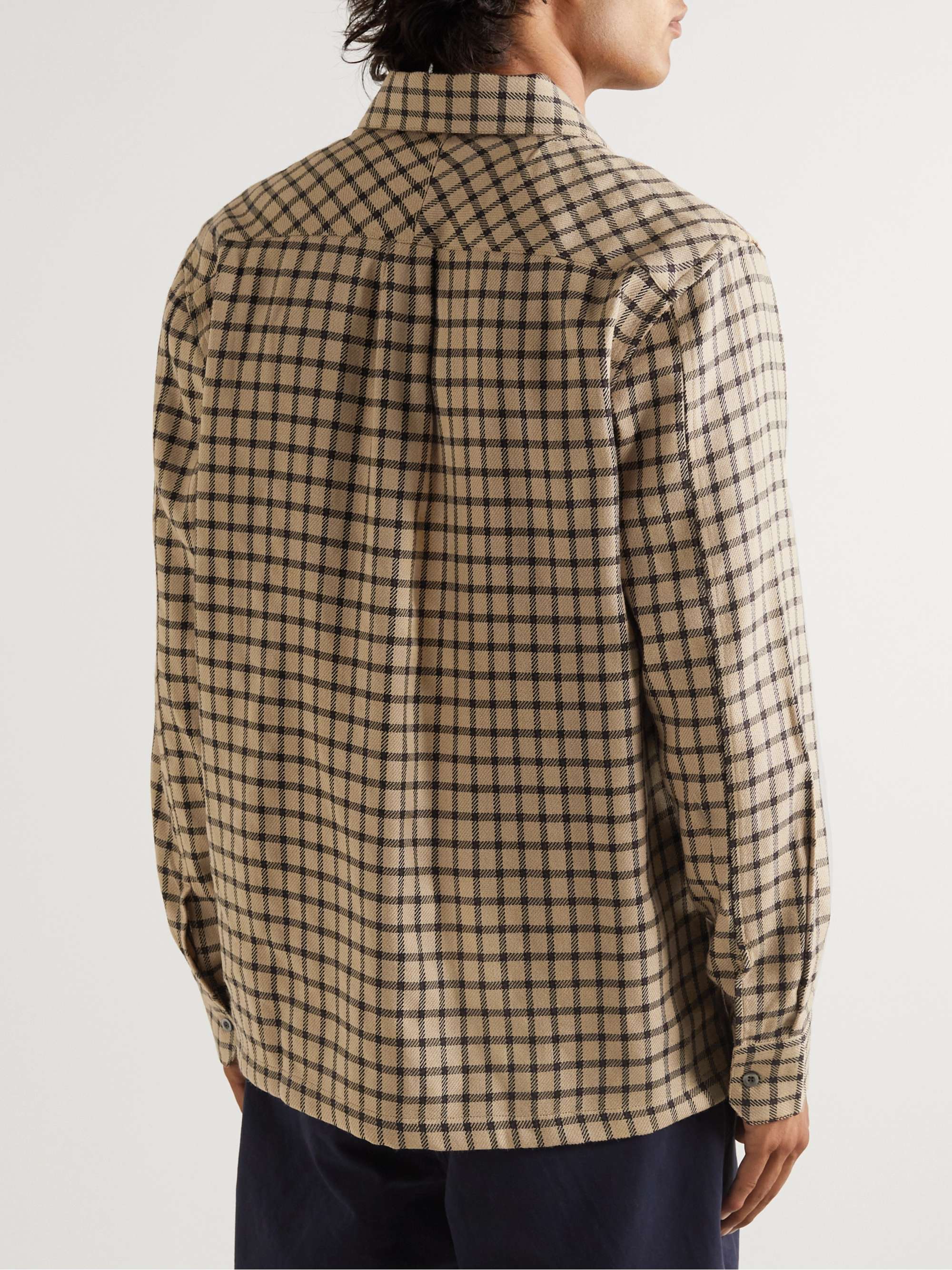 MR P. Checked Virgin Wool-Blend Drill Zip-Up Overshirt
