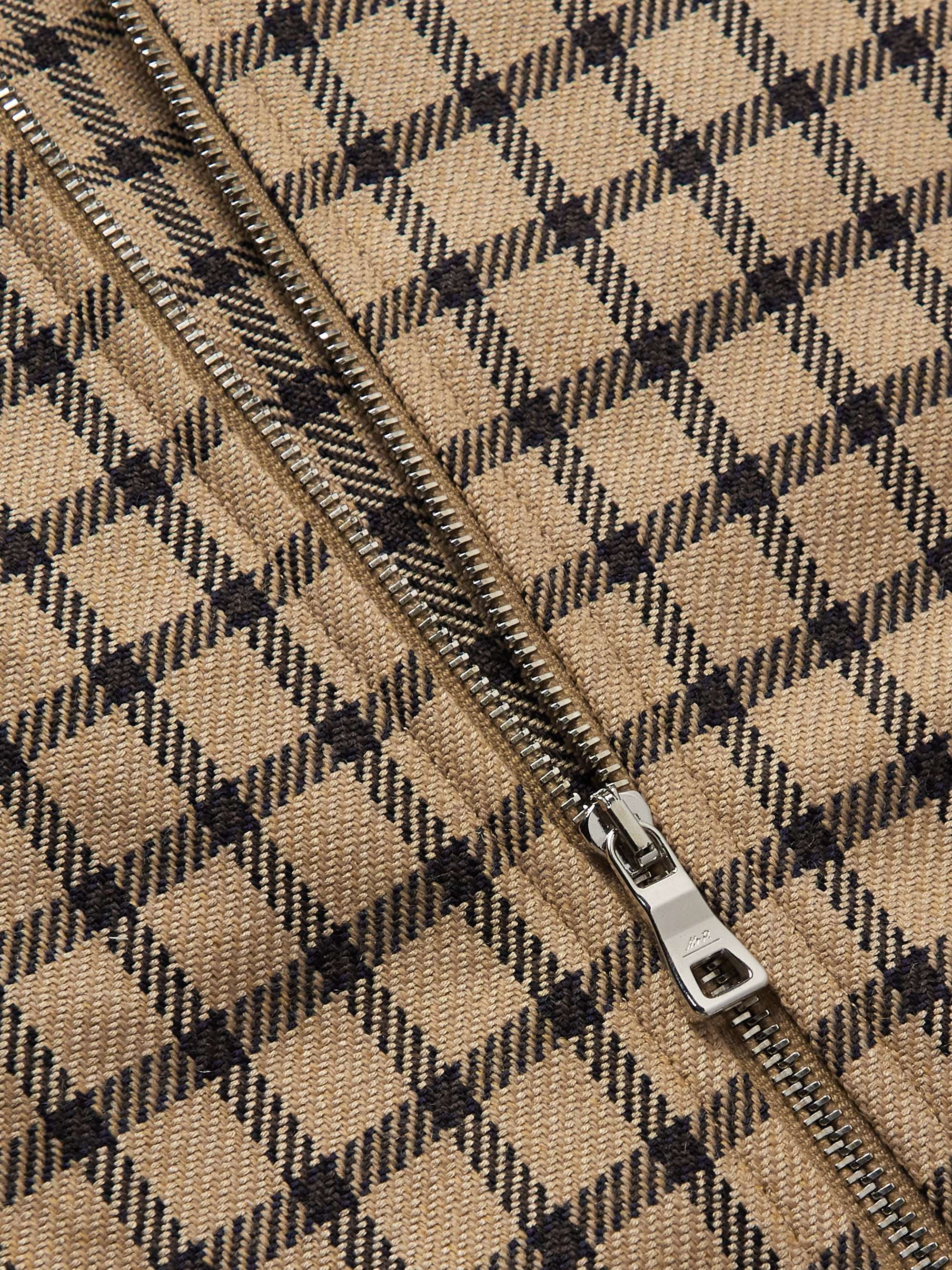MR P. Checked Virgin Wool-Blend Drill Zip-Up Overshirt