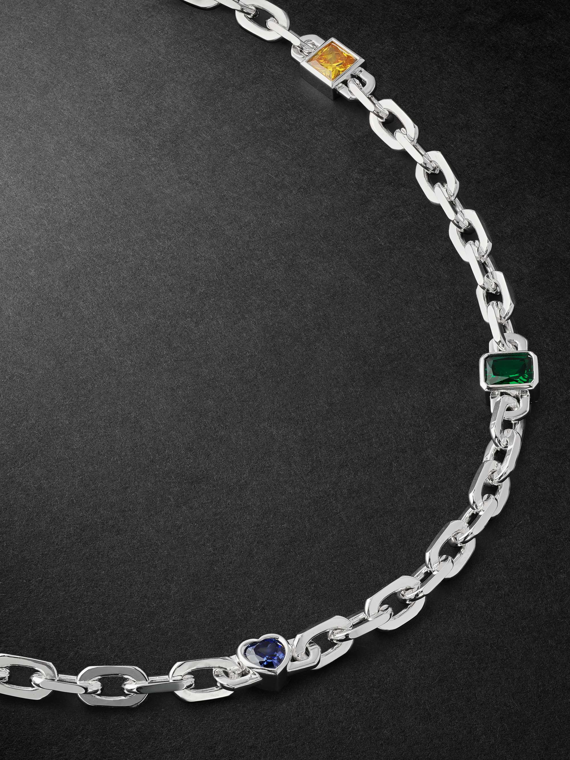 HATTON LABS La Croisette XL Sterling Silver Cubic Zirconia Chain Necklace
