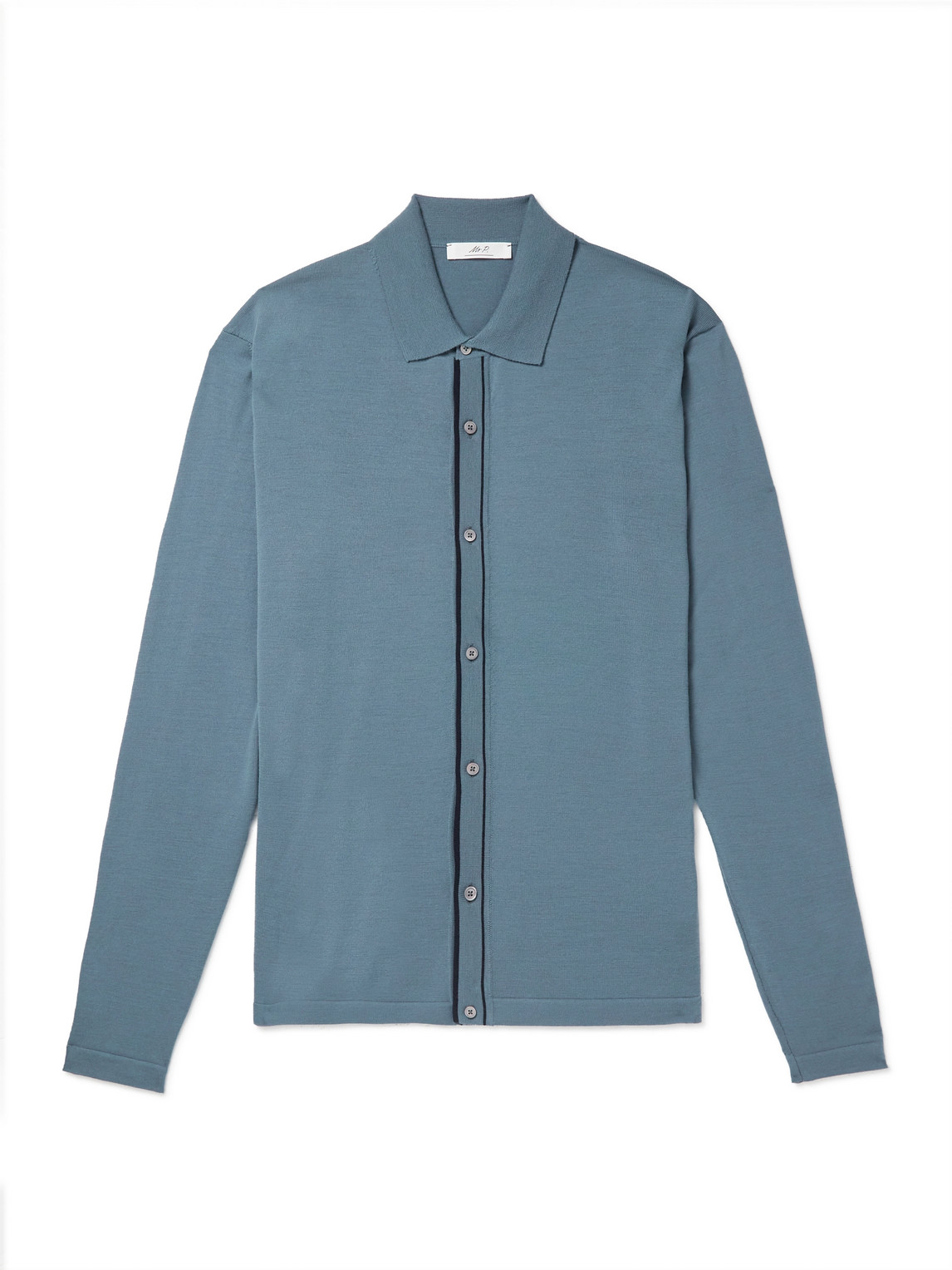 Contrast-Tipped Wool Cardigan