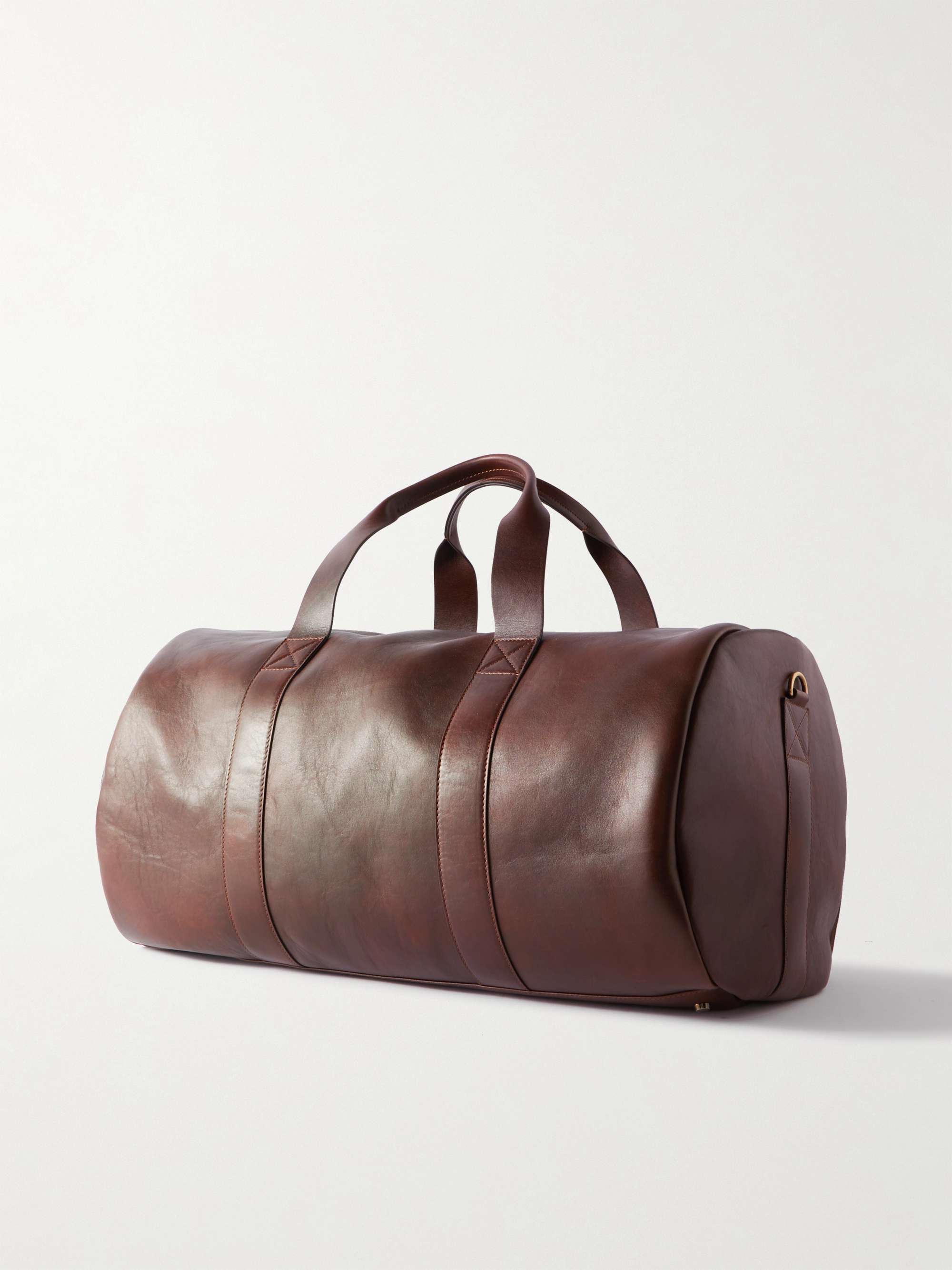 BRUNELLO CUCINELLI Vitello Nuvolato Logo-Print Leather Duffle Bag