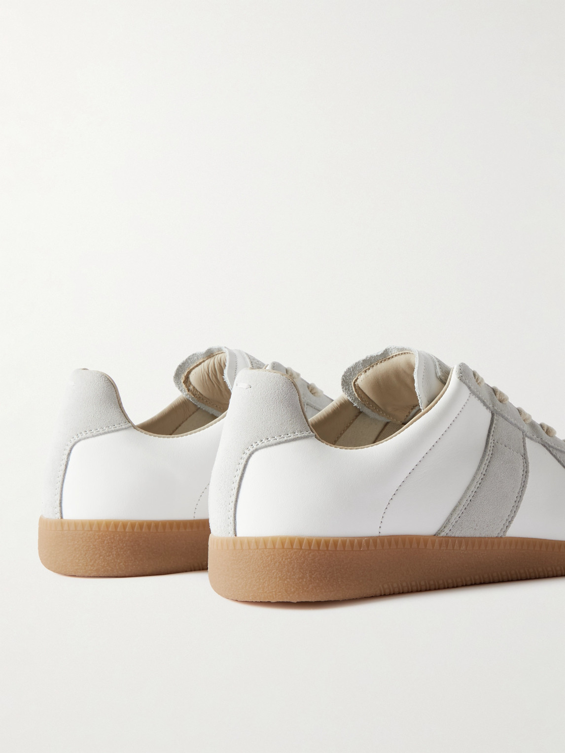 Shop Maison Margiela Replica Leather And Suede Sneakers In White