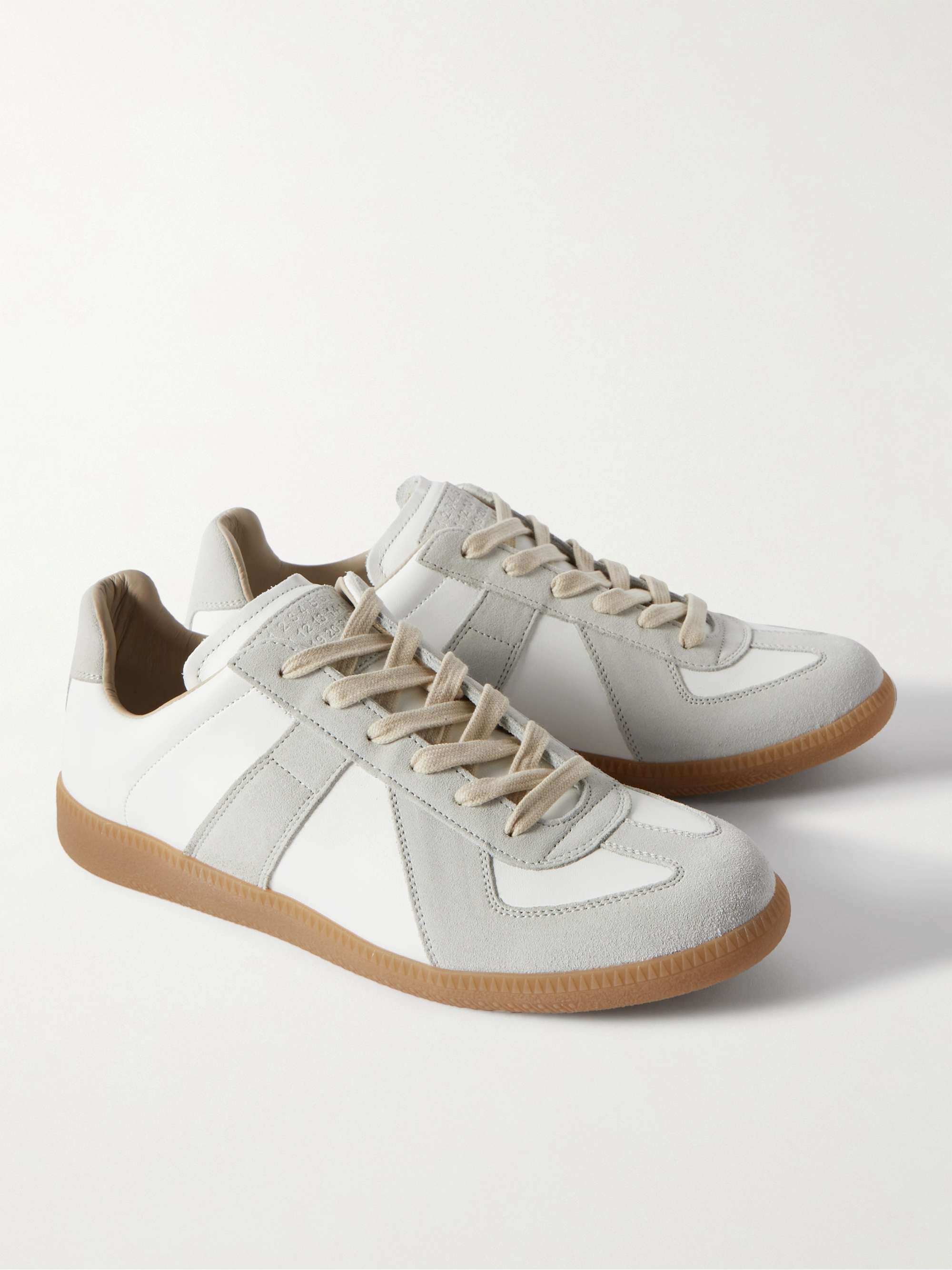 Replica Leather and Suede Sneakers