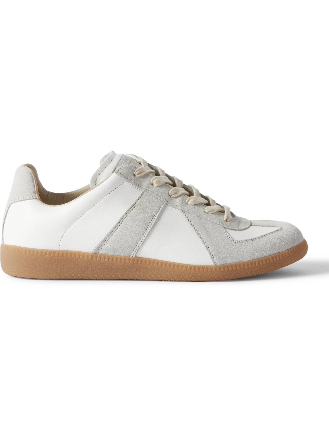 Shop Maison Margiela Replica Leather And Suede Sneakers In White