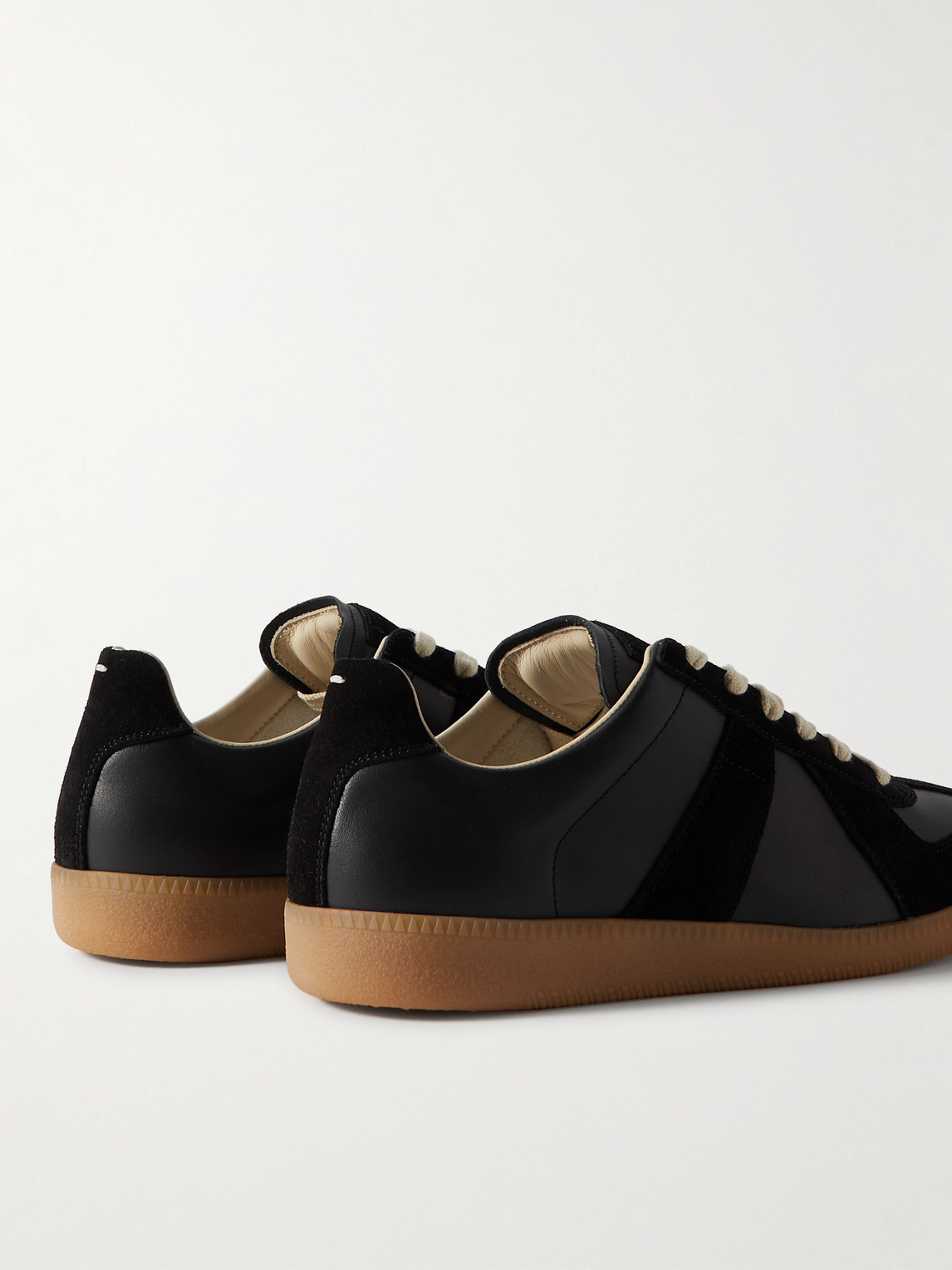 Shop Maison Margiela Replica Leather And Suede Sneakers In Black