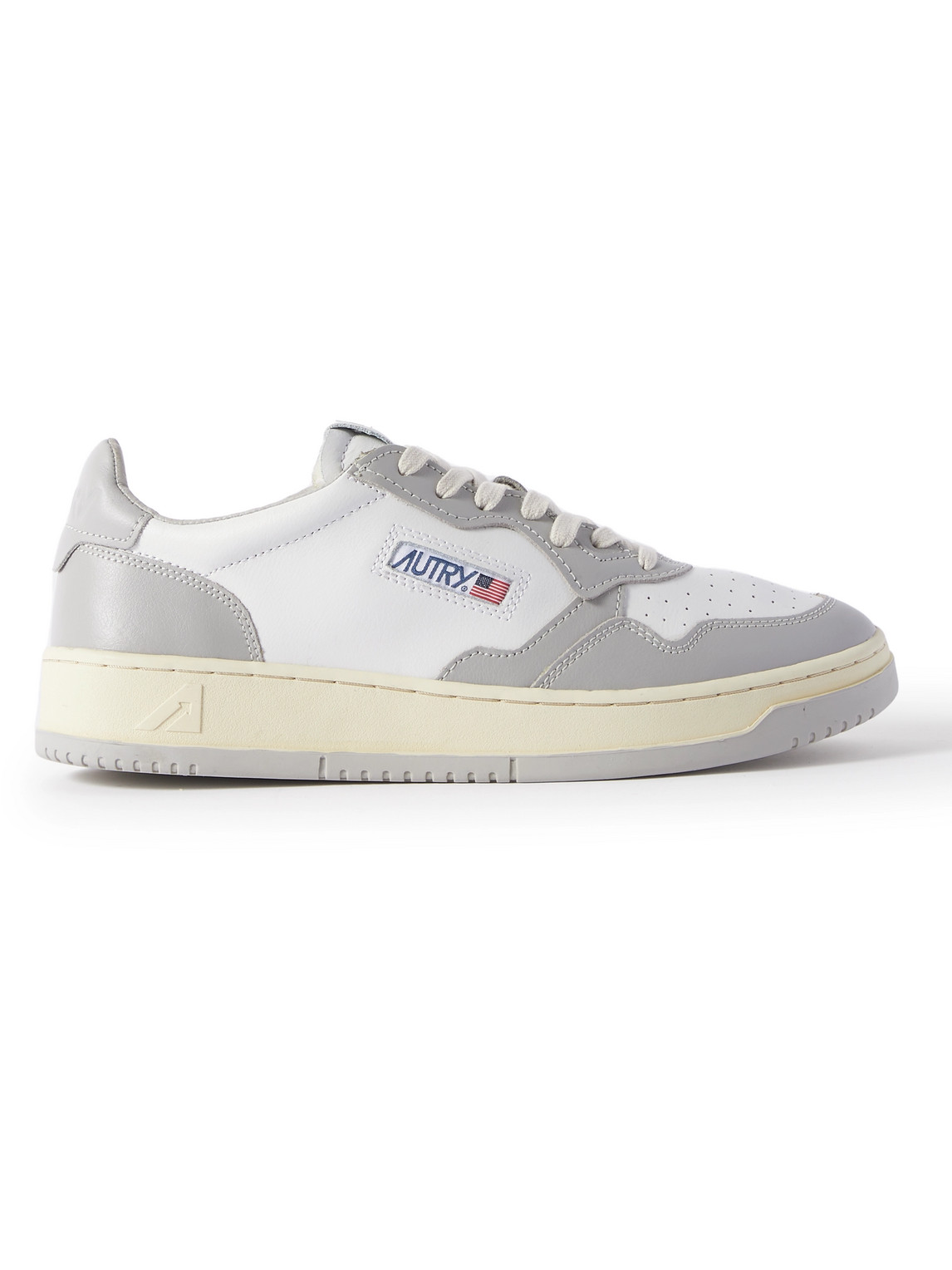 Autry 01 Sneakers In White Suede And Leather In Gray