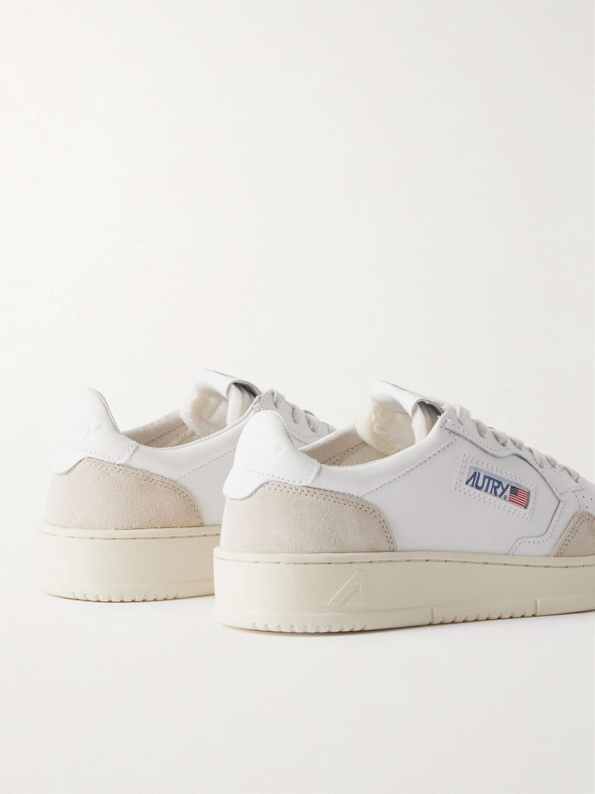 AUTRY Suede-Trimmed Perforated Leather Sneakers