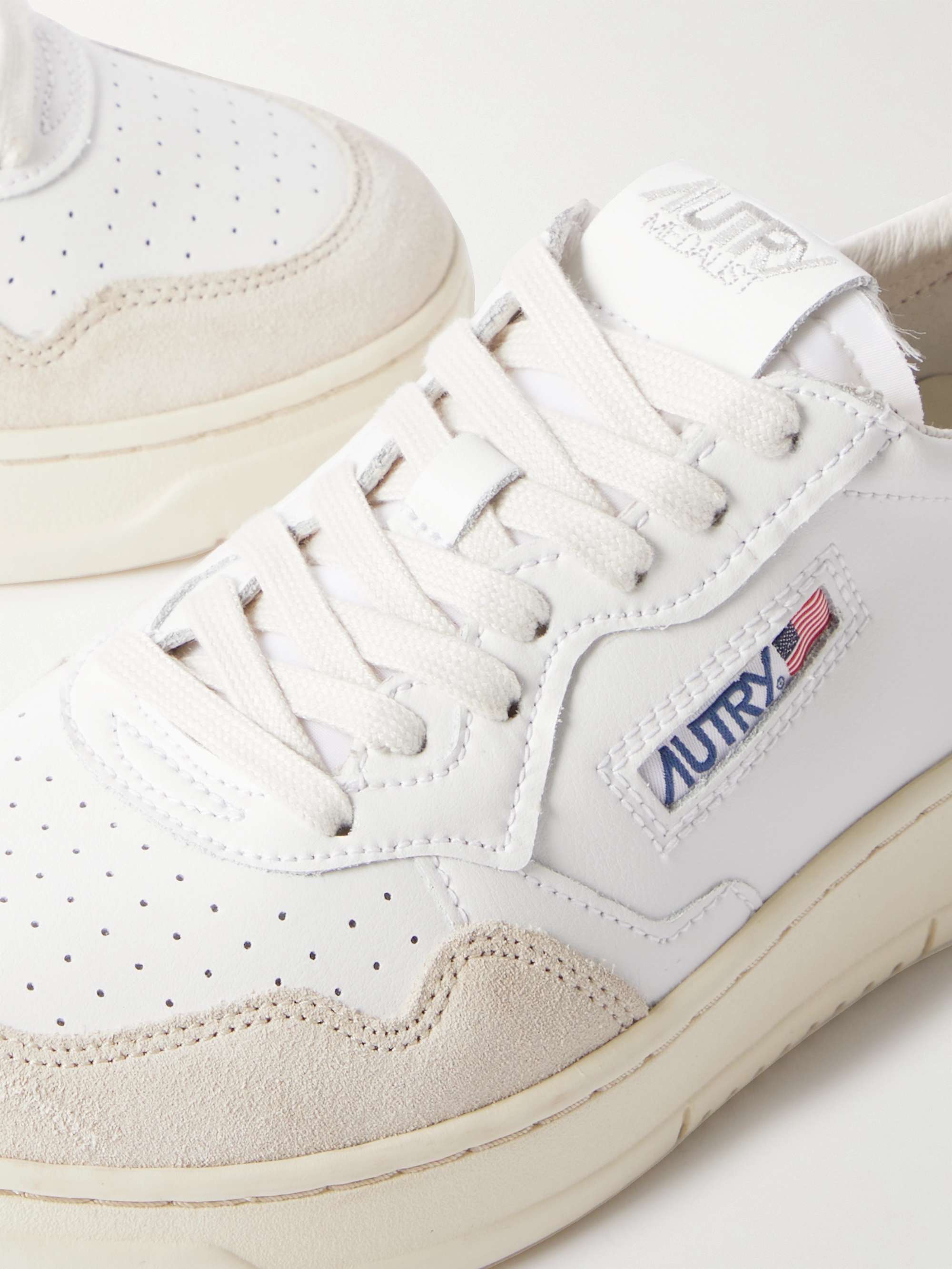 AUTRY Suede-Trimmed Perforated Leather Sneakers