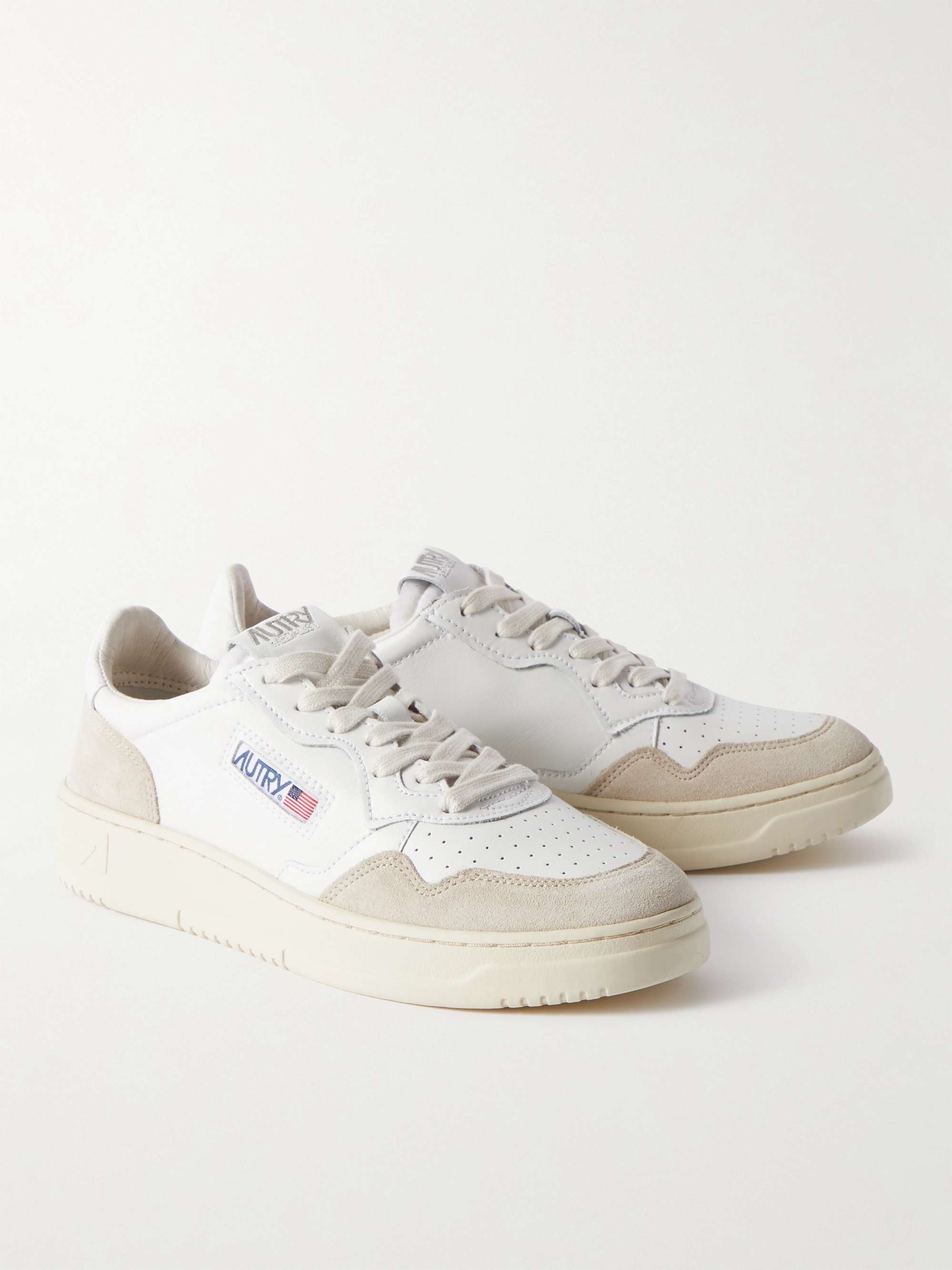 AUTRY Suede-Trimmed Perforated Leather Sneakers