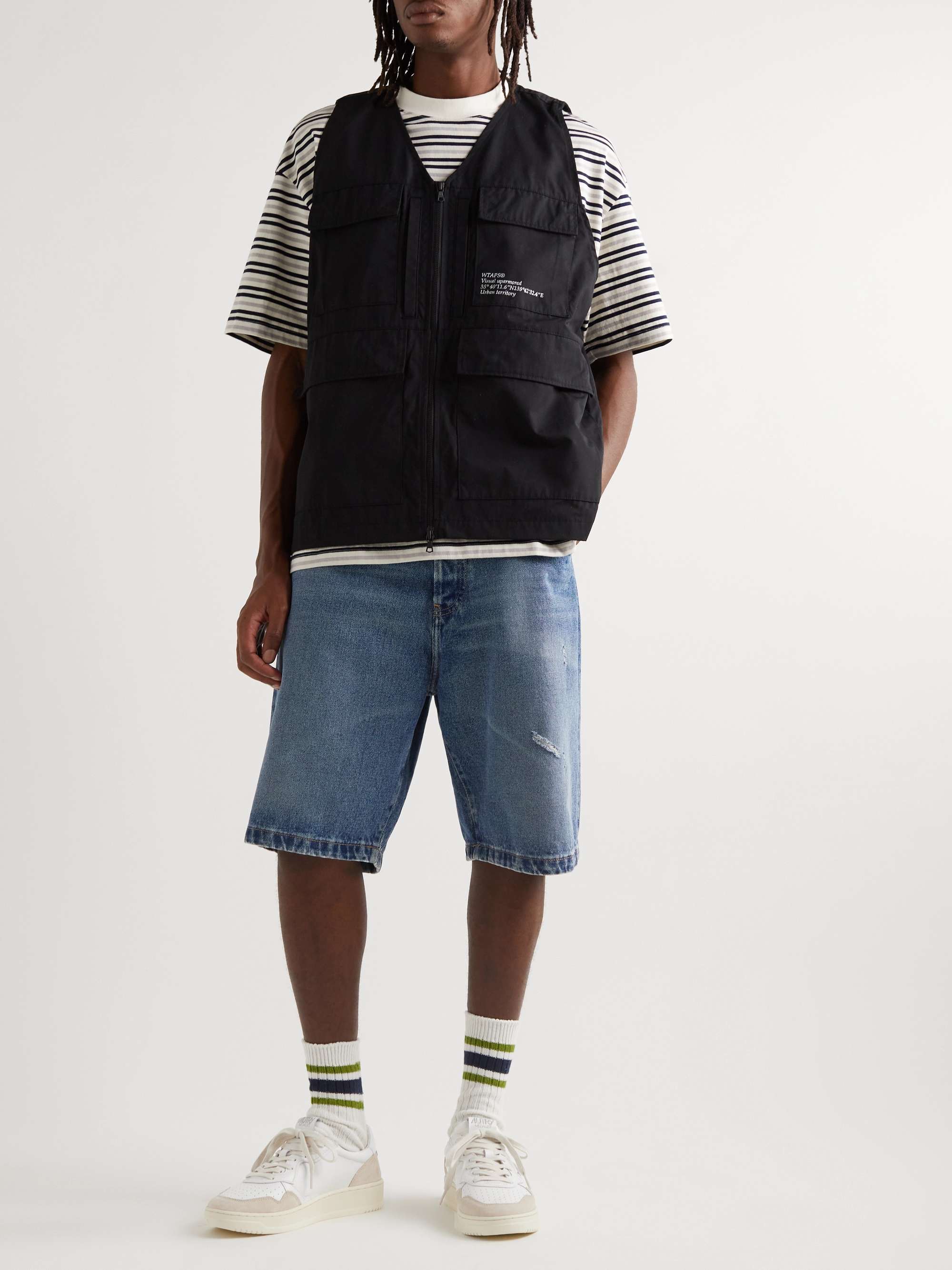 AUTRY Suede-Trimmed Perforated Leather Sneakers
