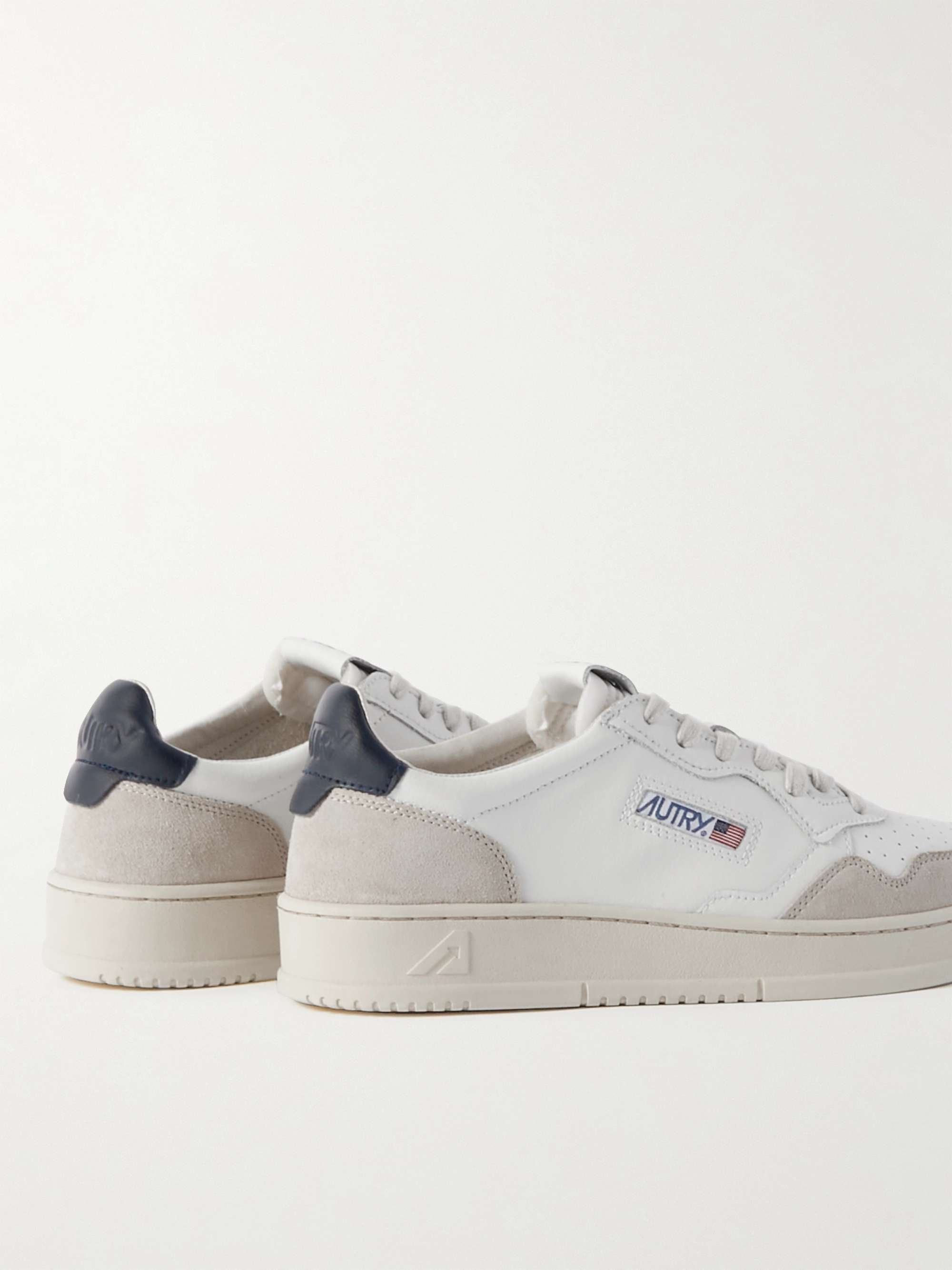 AUTRY Suede-Trimmed Perforated Leather Sneakers