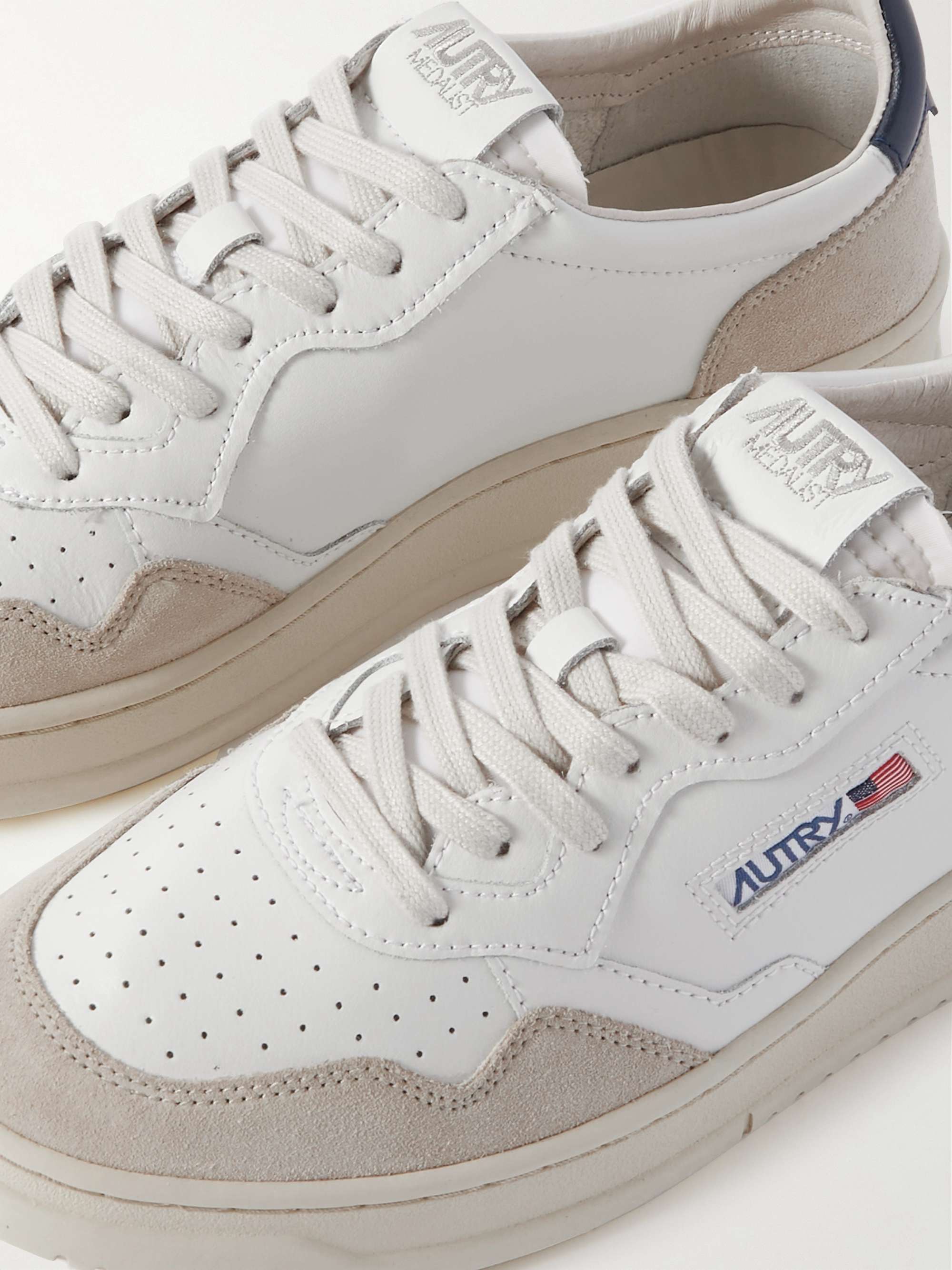 AUTRY Suede-Trimmed Perforated Leather Sneakers