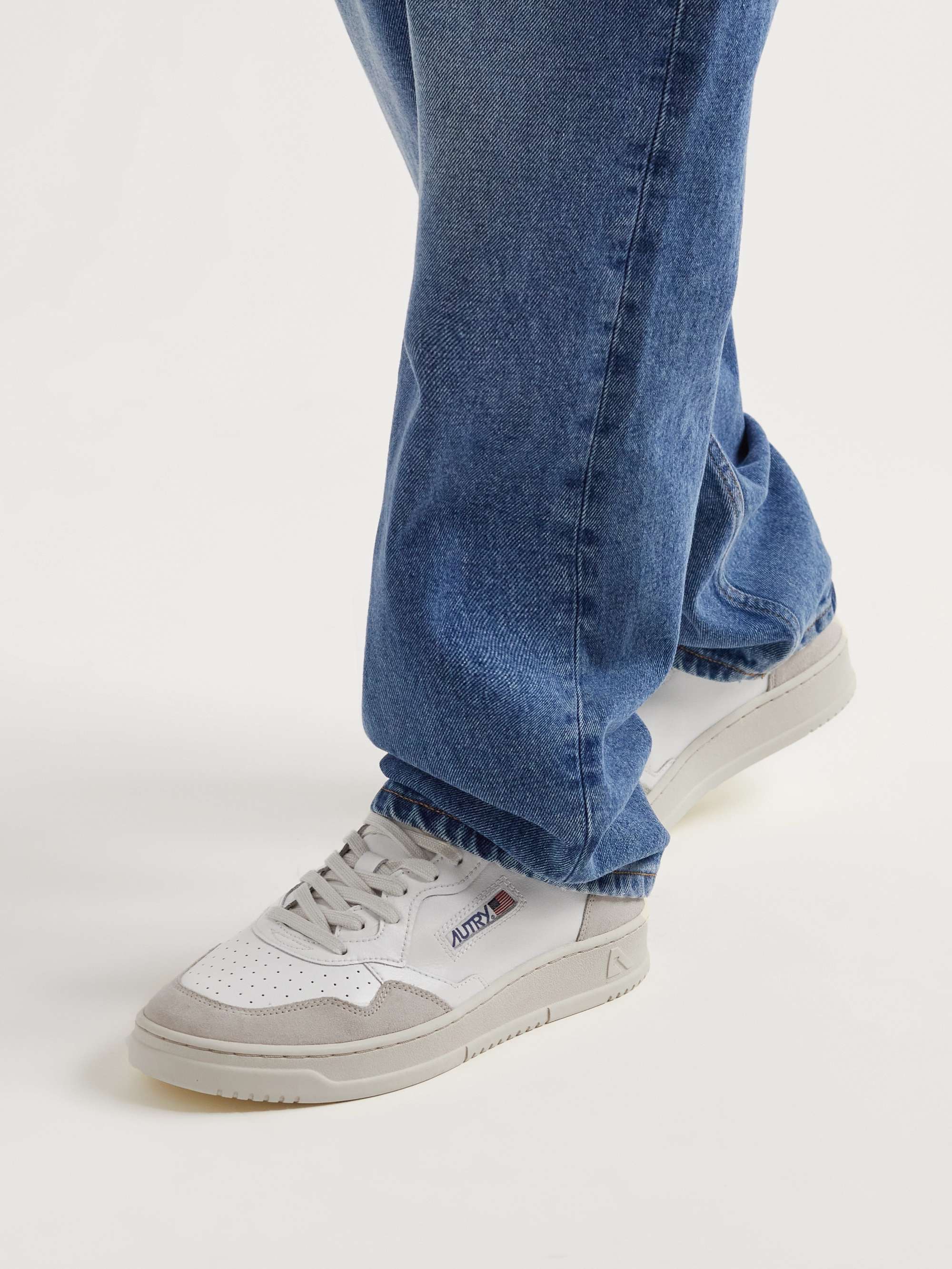 AUTRY Suede-Trimmed Perforated Leather Sneakers