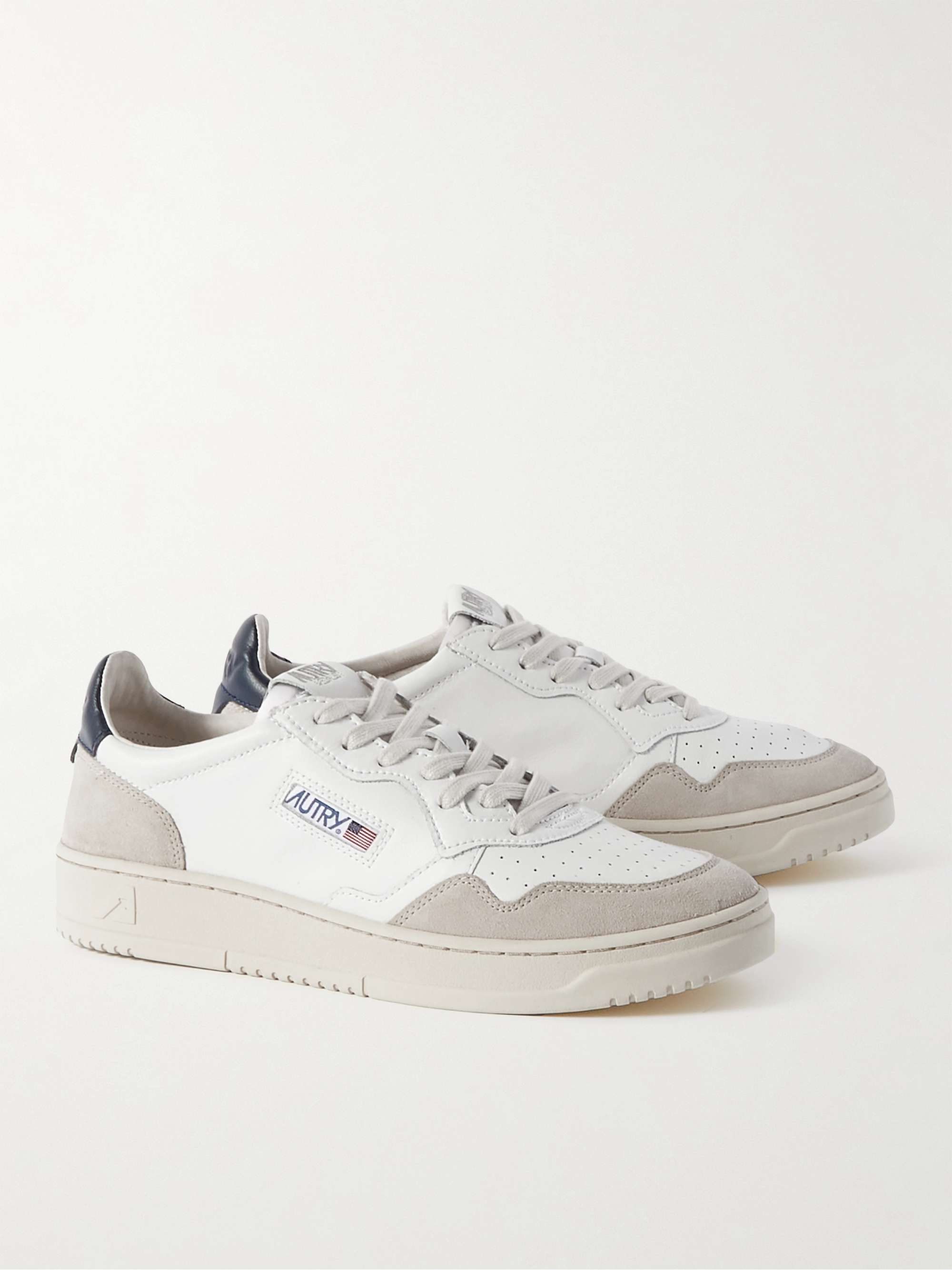 AUTRY Suede-Trimmed Perforated Leather Sneakers