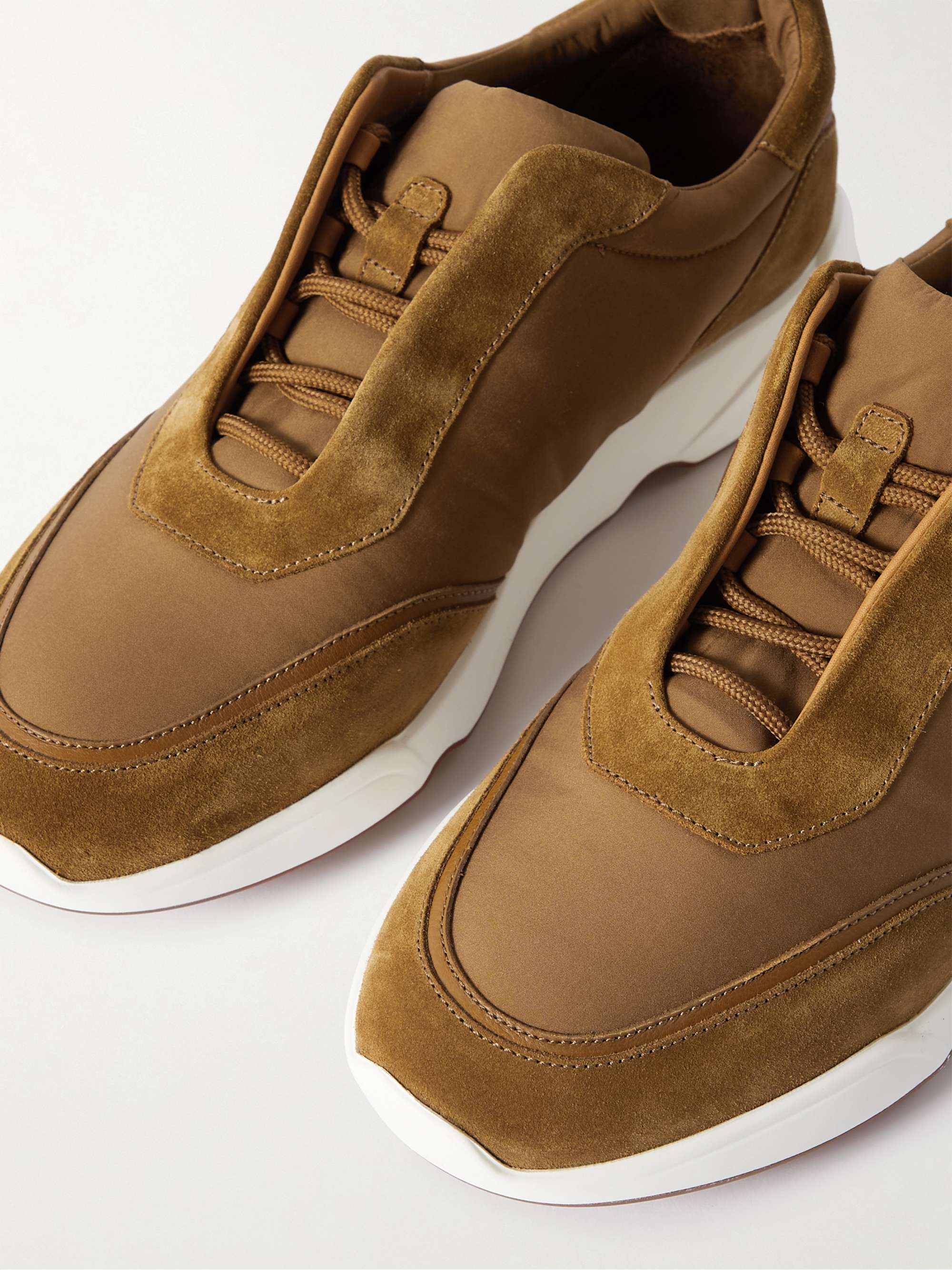 LORO PIANA Modular Walk Leather-Trimmed Canvas and Suede Sneakers