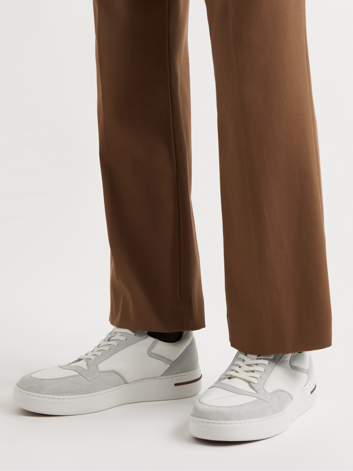 Shop Loro Piana Newport Walk Suede And Shell Sneakers In White