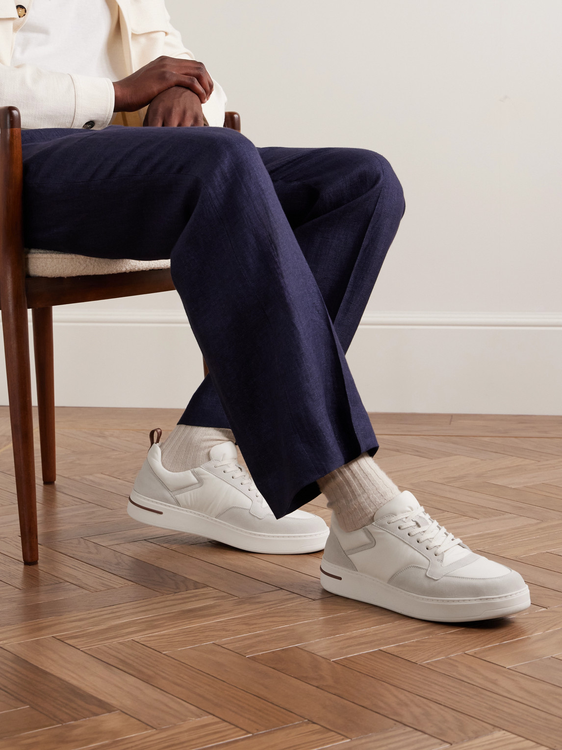 Shop Loro Piana Newport Walk Suede And Shell Sneakers In White