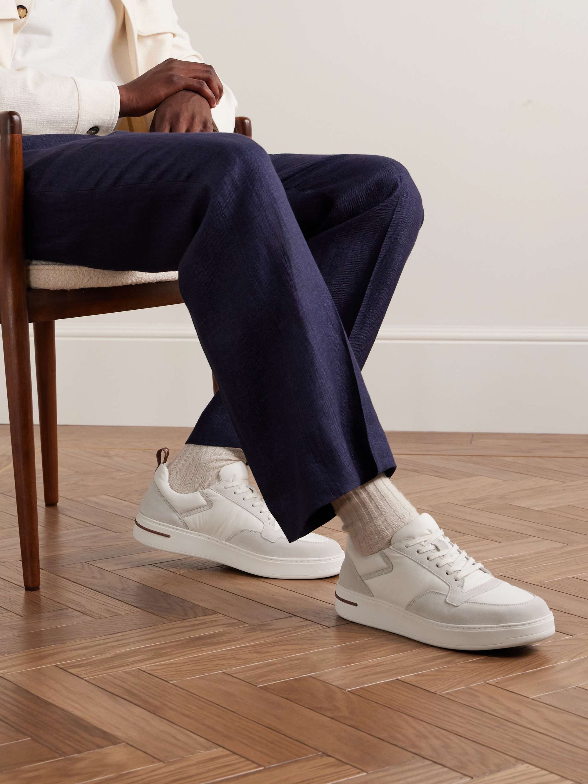 LORO PIANA Newport Suede-Trimmed Shell Sneakers