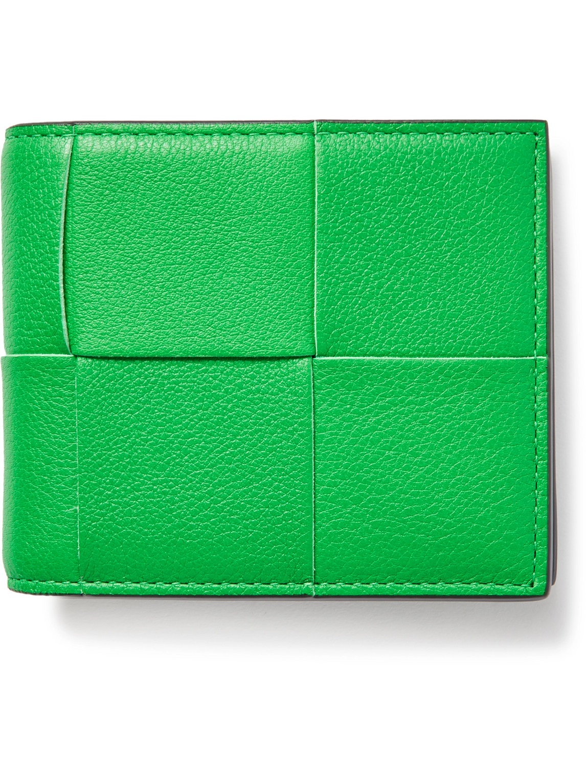 Shop Bottega Veneta Cassette Intrecciato Full-grain Leather Bifold Wallet In Green
