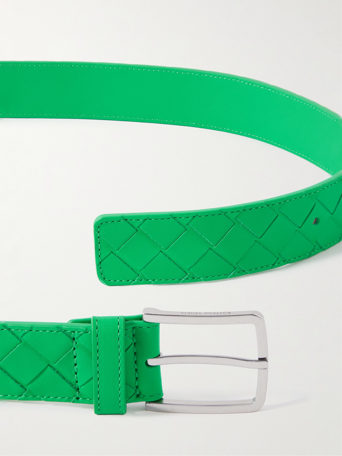 Shop Bottega Veneta 3.5cm Intrecciato Leather Belt In Green