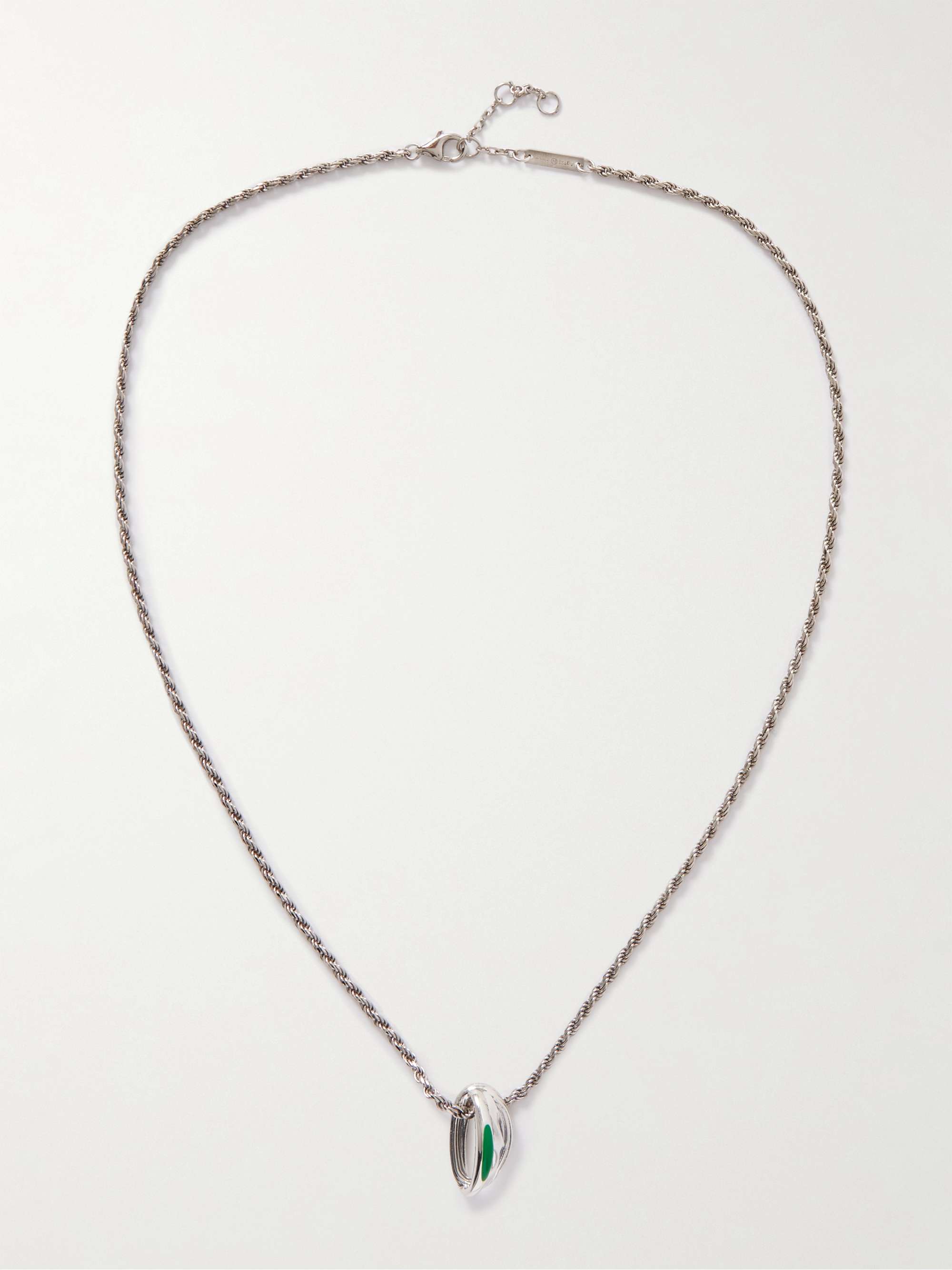 BOTTEGA VENETA Silver and Enamel Pendant Necklace
