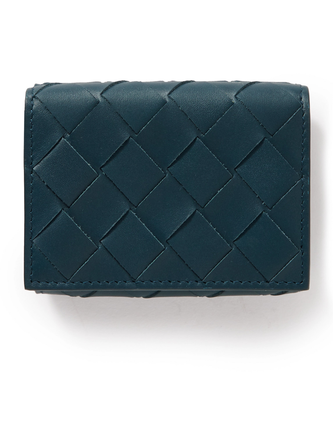 Bottega Veneta Intrecciato Leather Trifold Wallet In Blue