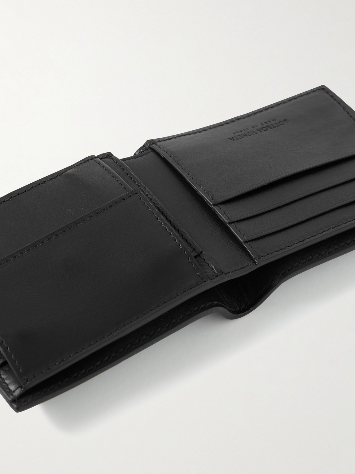 Shop Bottega Veneta Cassette Intrecciato Full-grain Leather Bifold Wallet In Black