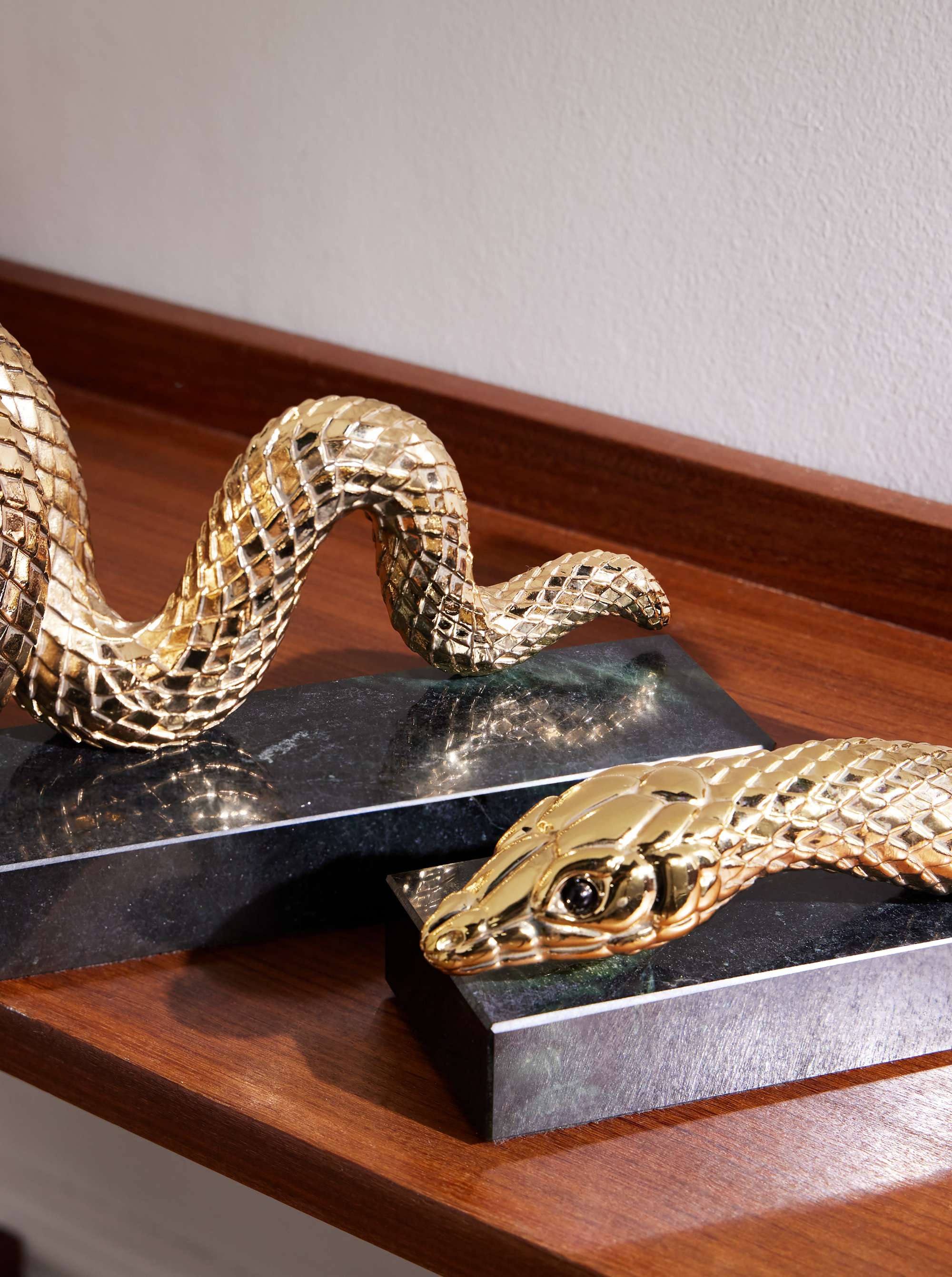 L'OBJET Set of Two Gold-Plated Marble Bookends