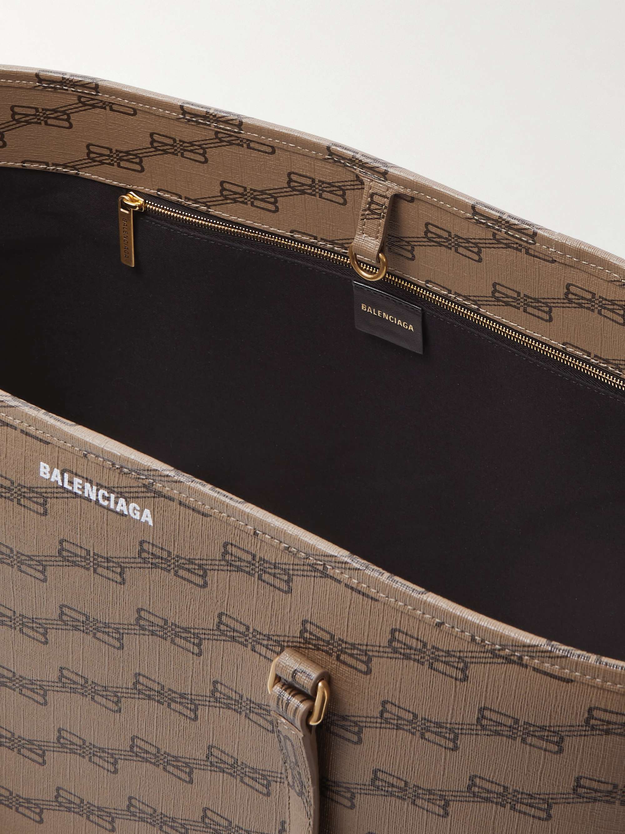 BALENCIAGA Logo-Print Coated-Canvas Tote Bag