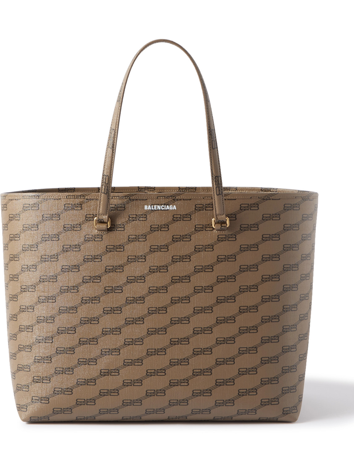 Balenciaga Logo-print Coated-canvas Tote Bag In Brown
