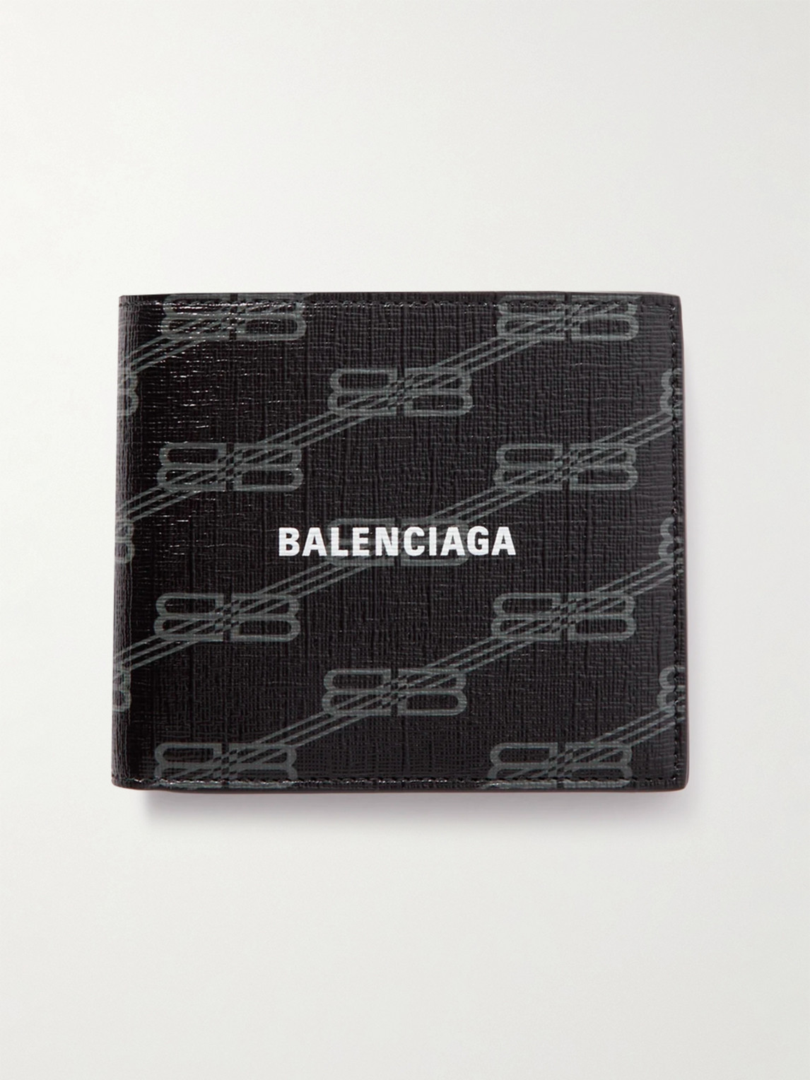 Balenciaga Logo-Print Cross-Grain Leather Billfold Wallet - Men